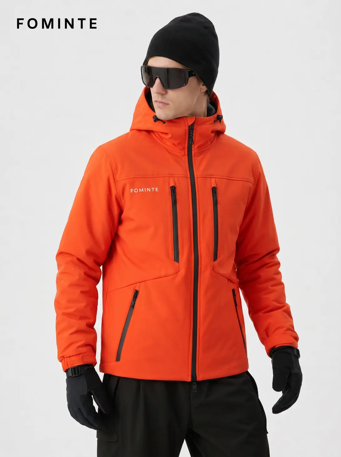 Men's Vermilion Red Hooded Softshell Hiking Jacket