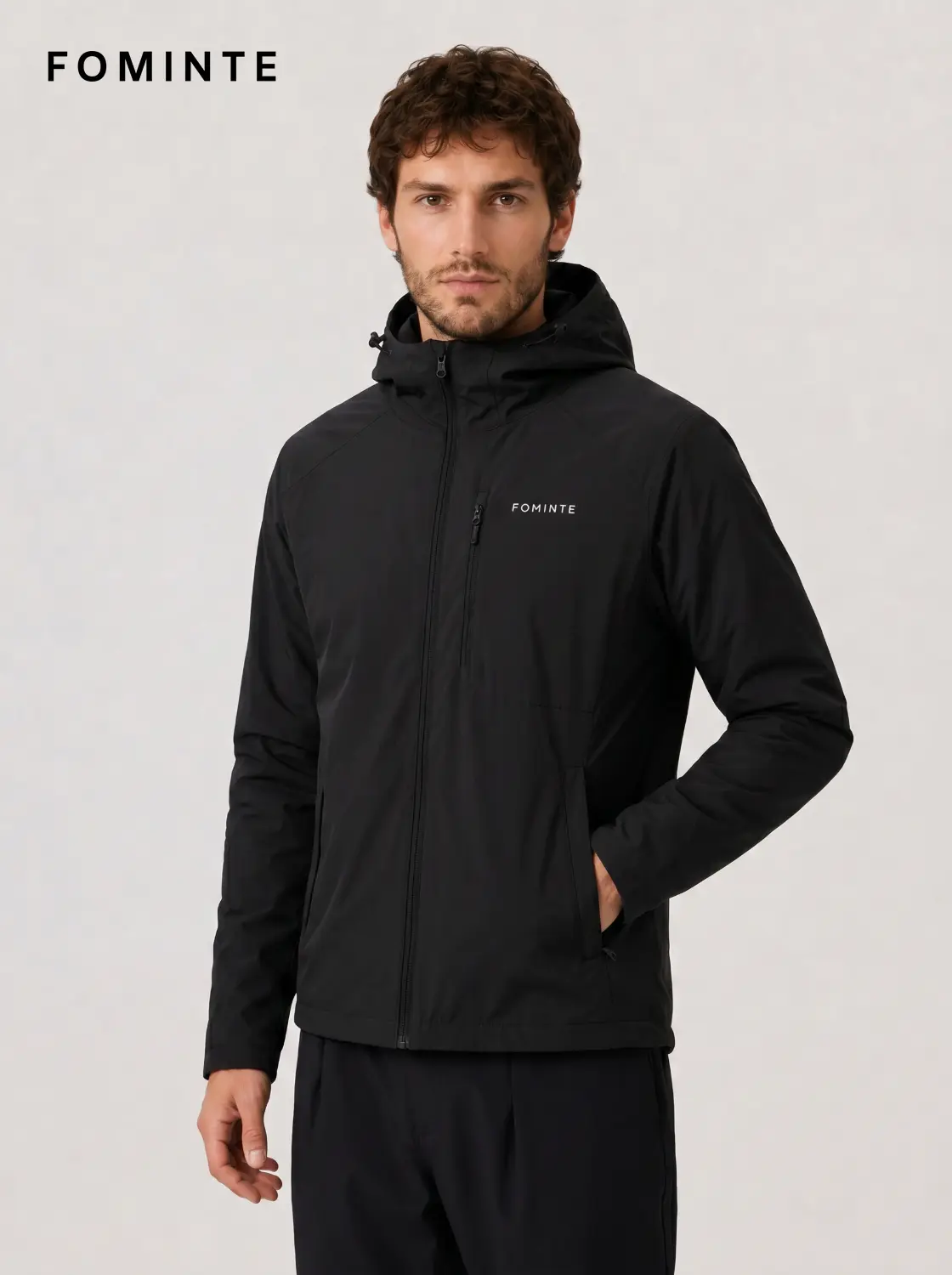 Men's Black Hooded Softshell Jacket