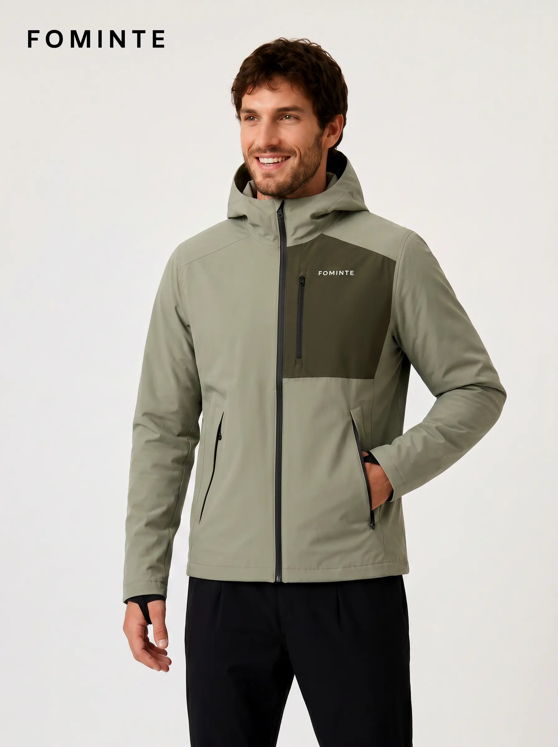Men's Light Moss Green Hooded Softshell Jacket