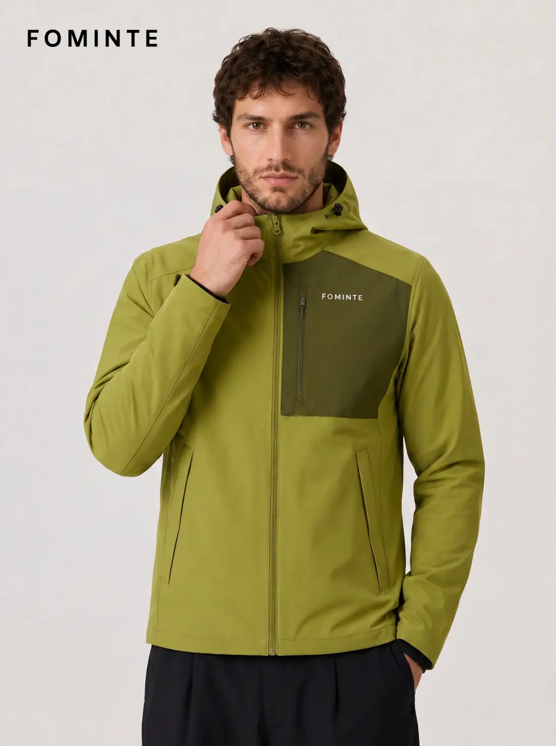 Men's Grass Green Hooded Softshell Jacket