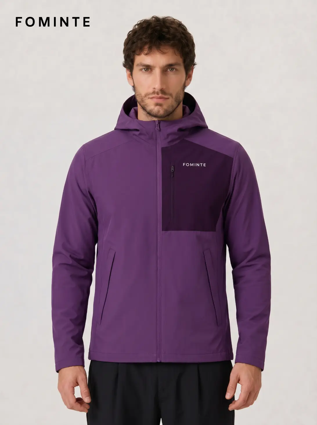 Men's Purple Hooded Softshell Jacket