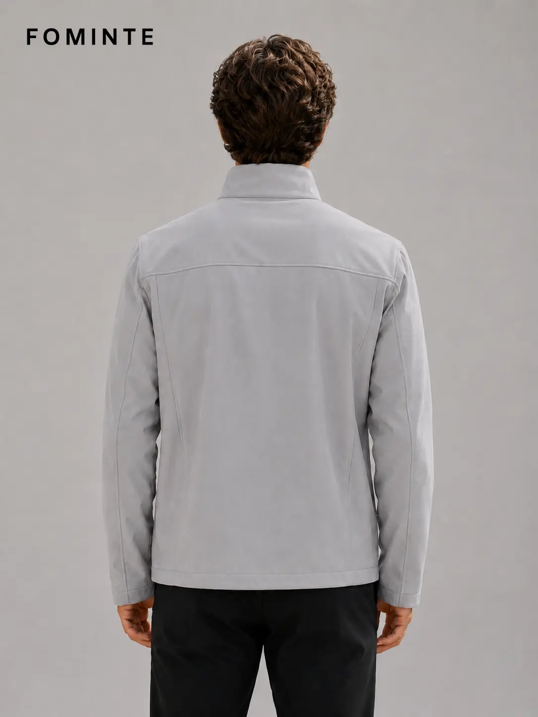 Men's Grey Stand Collar Quarter-Zip Fleece Pullover