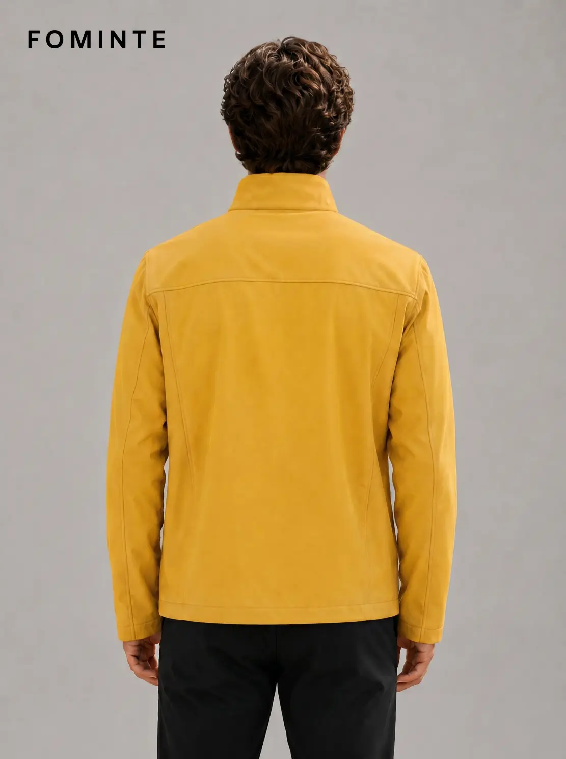Men's Yellow Stand Collar Softshell Jacket
