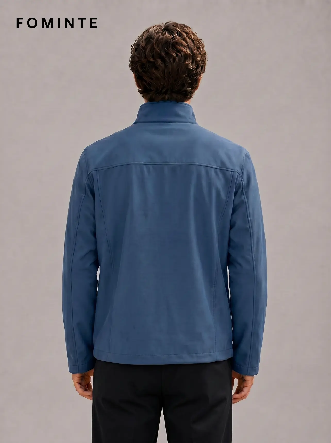 Men's Deep Cloud Blue Stand Collar Softshell Jacket