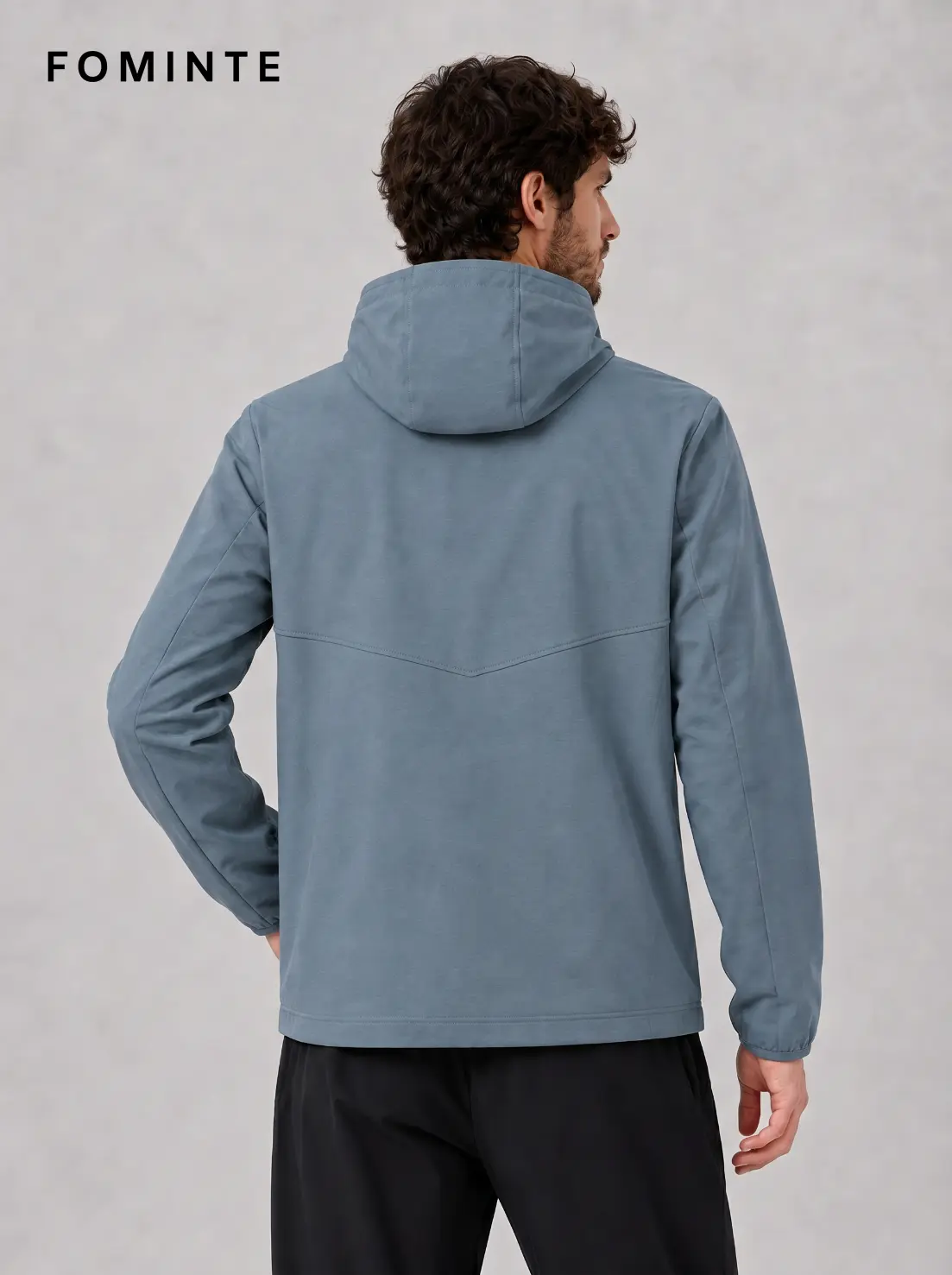 Men's Blue Grey Hooded Outdoor Softshell Jacket