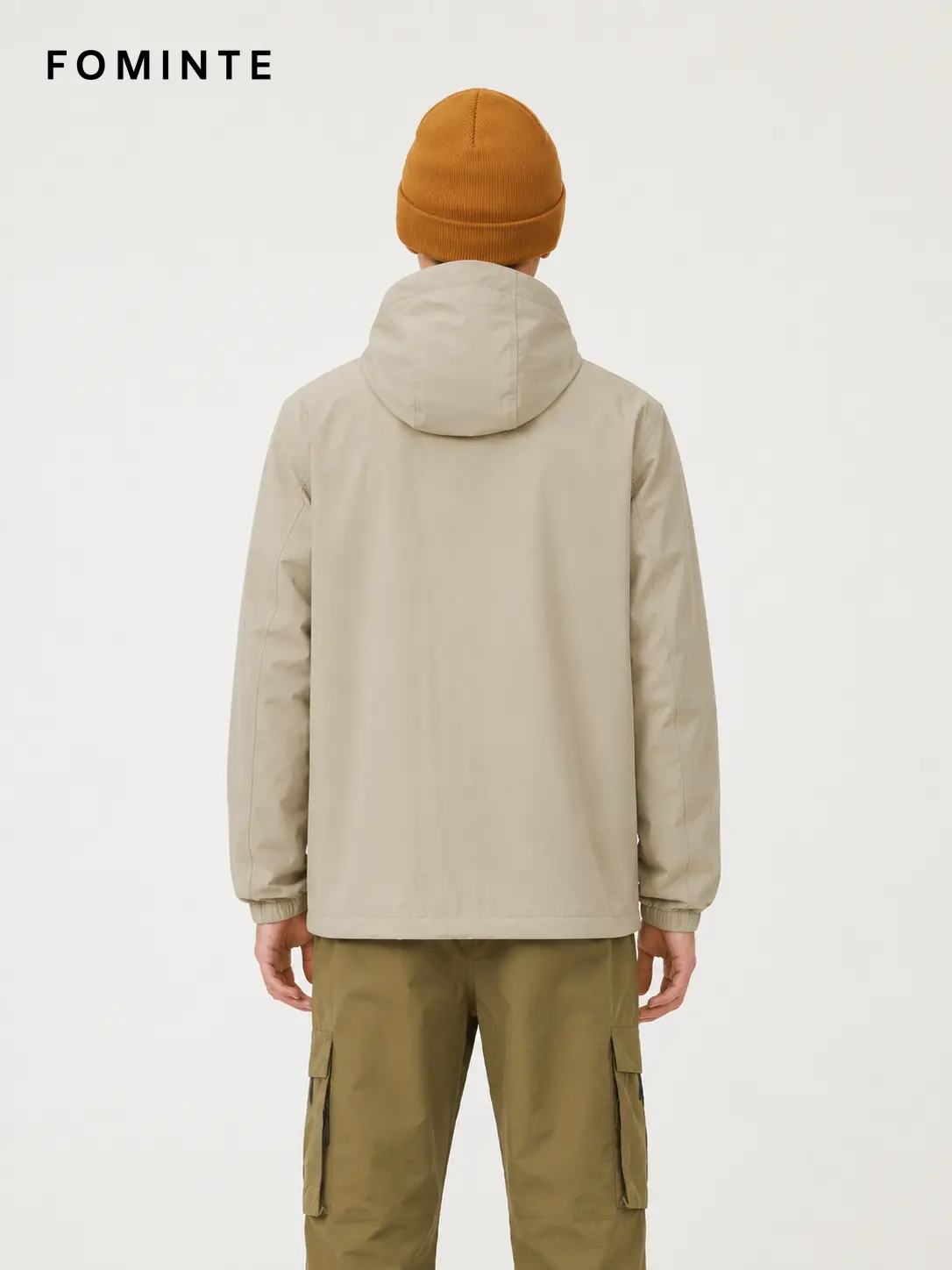 Men's Light Camel Minimal Hooded Softshell Jacket