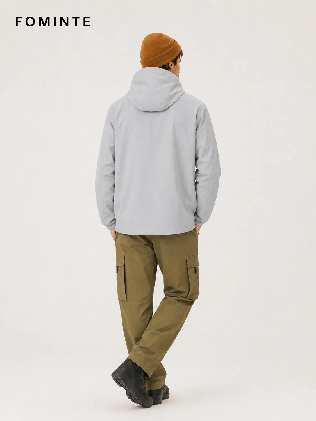 Men's Light Sage Green Minimal Hooded Softshell Jacket