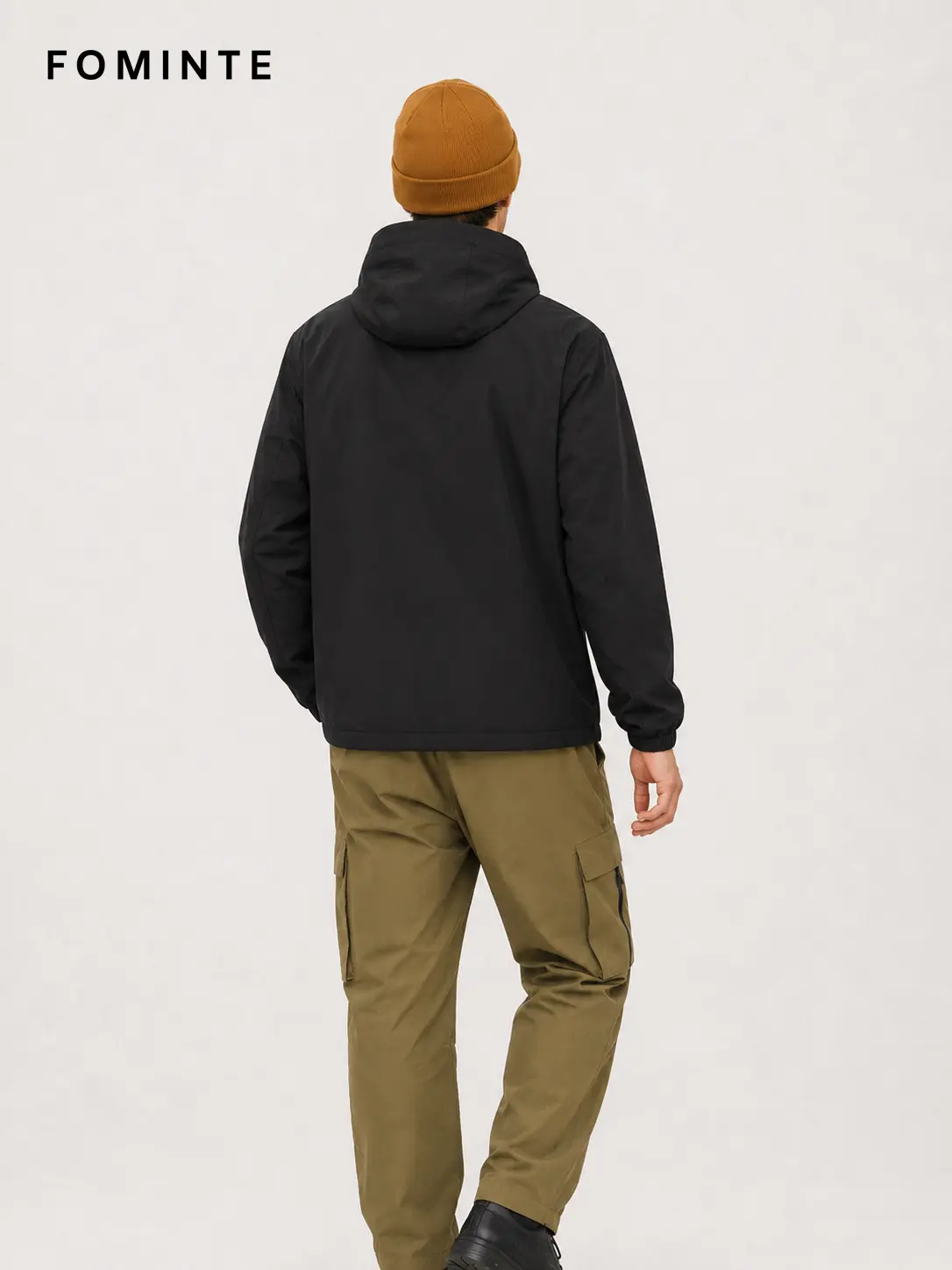 Men's Charcoal Black Minimal Hooded Softshell Jacket