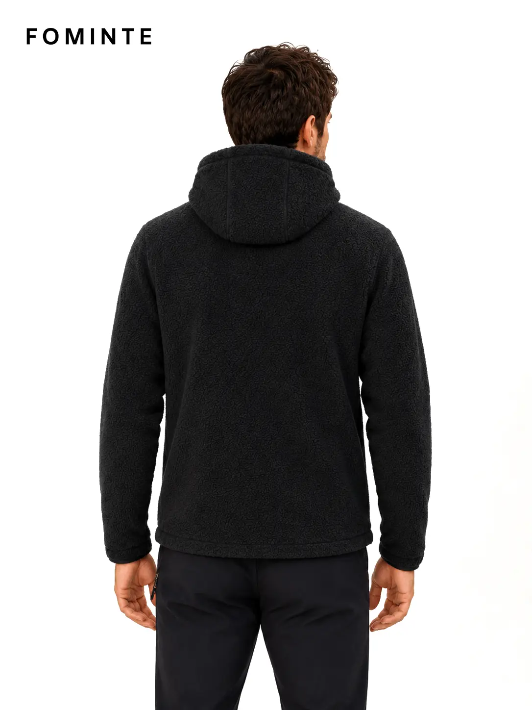 Men's Charcoal Black Hooded Full-Zip Fleece Jacket