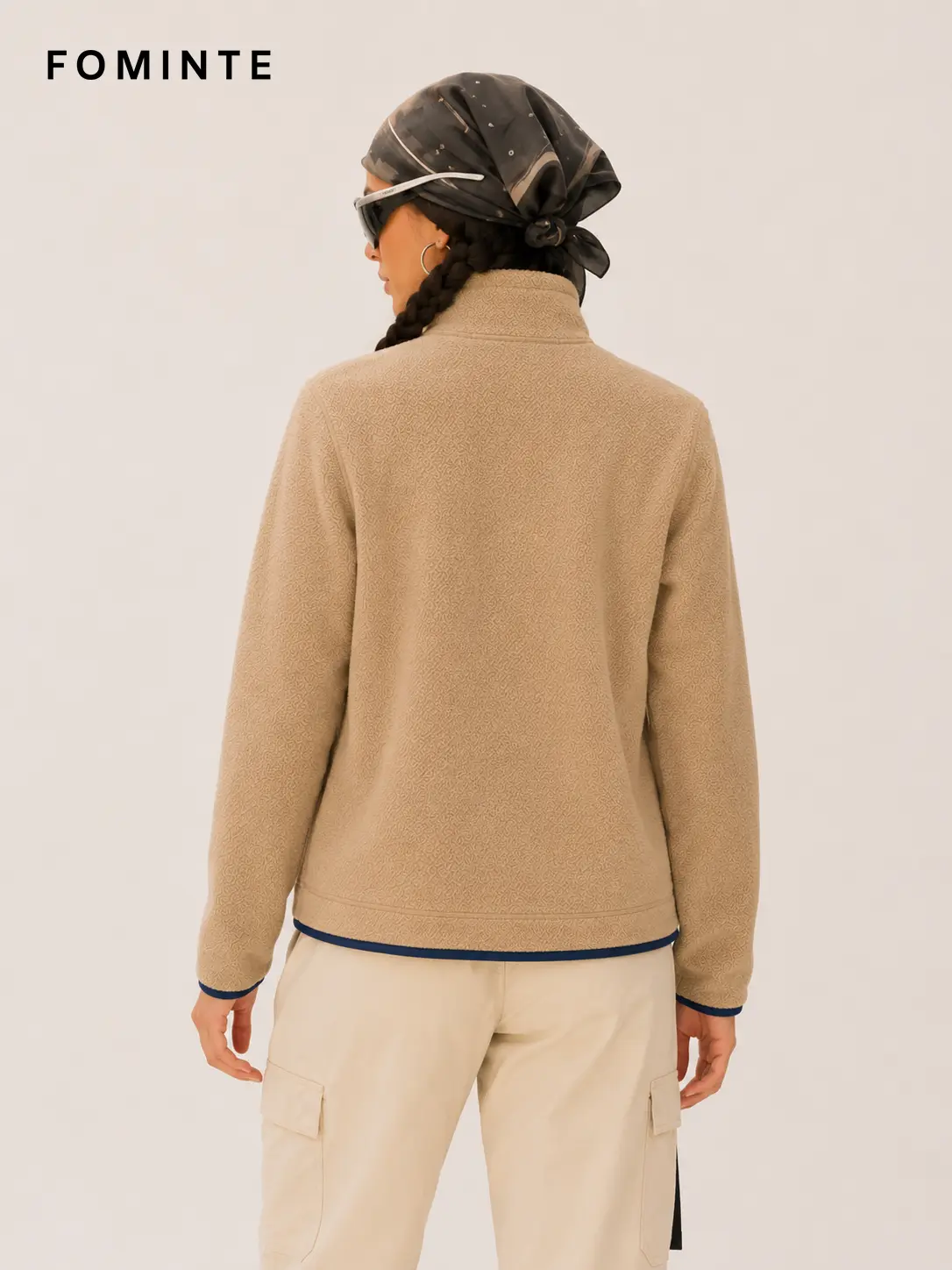 Men's Khaki Brown Contrast Panel Outdoor Softshell Jacket
