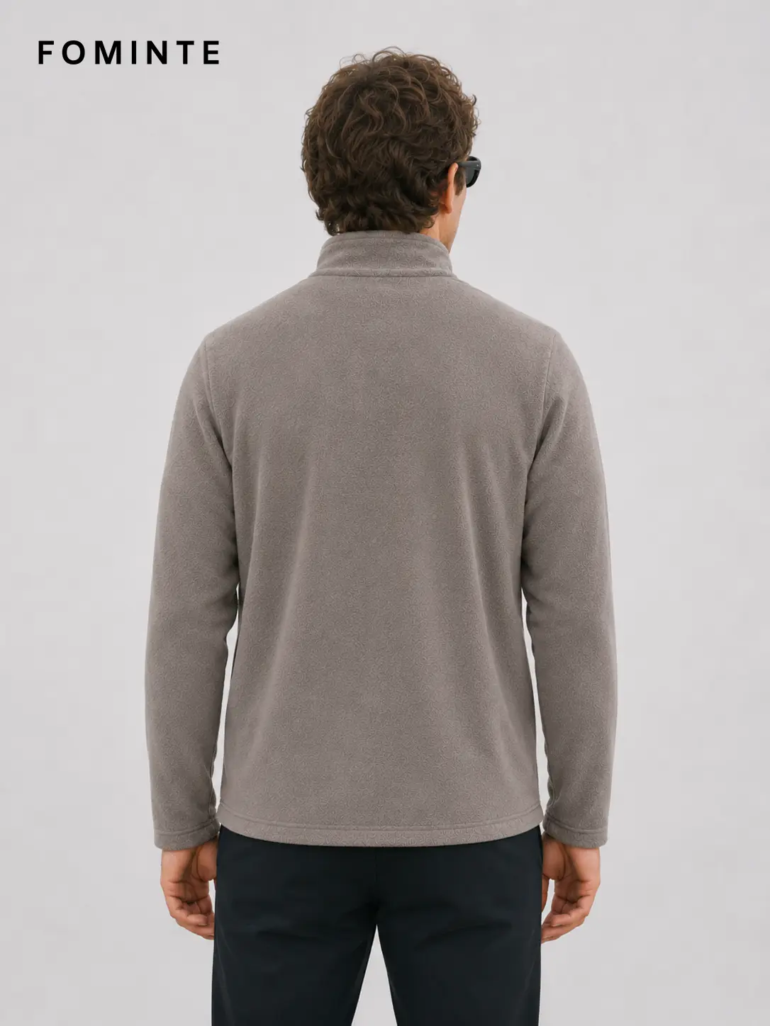 Men's Grey Coffee Lightweight Quarter-Zip Fleece Pullover