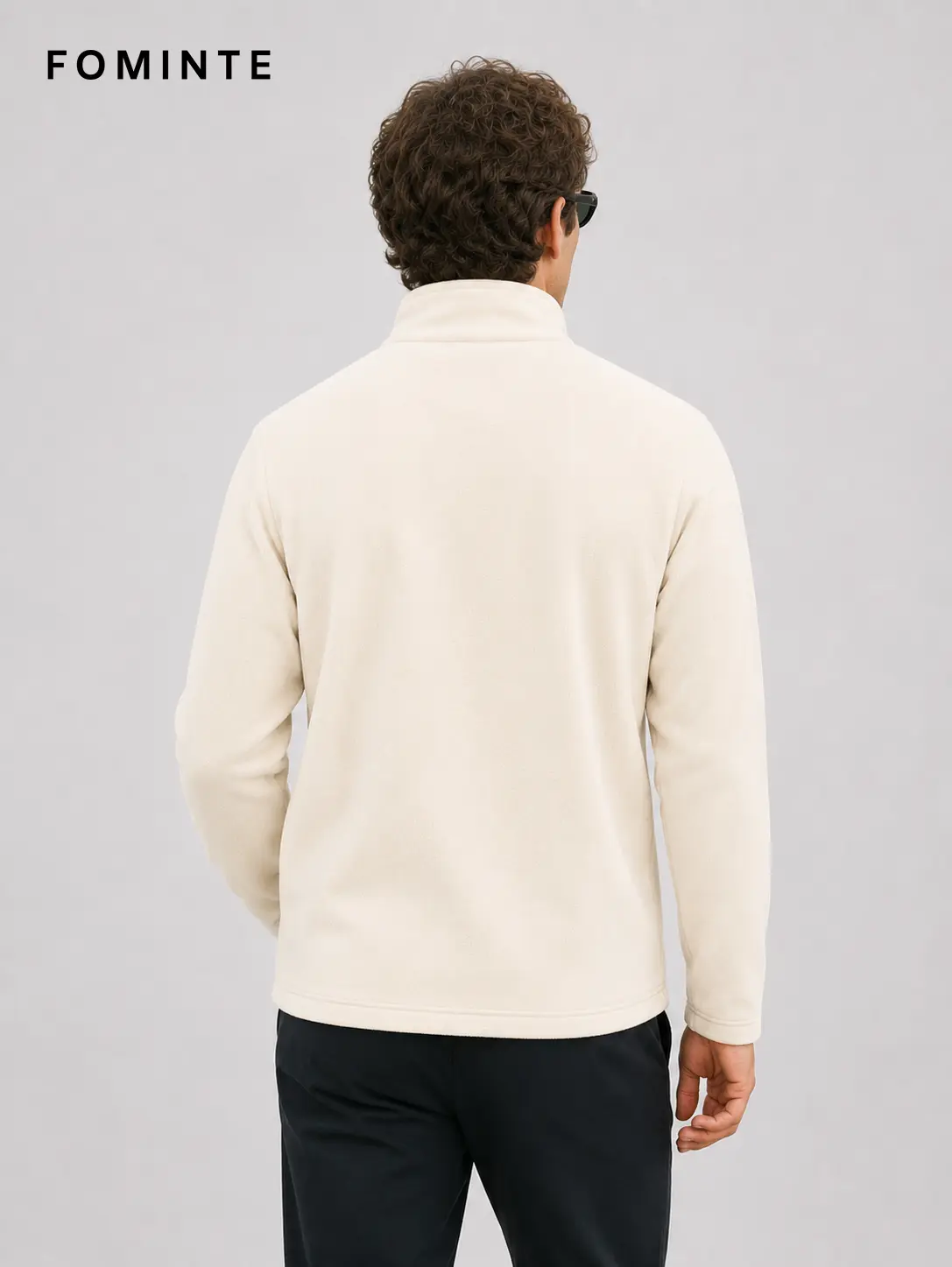 Men's Off White Lightweight Quarter-Zip Fleece Pullover