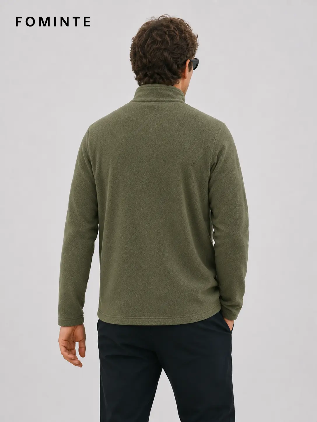 Men's Olive Moss Green Lightweight Quarter-Zip Fleece Pullover