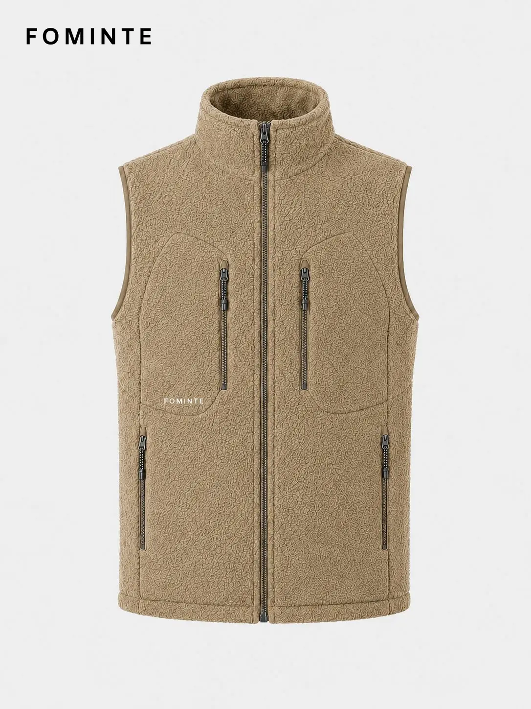 Men's Khaki Full-Zip Fleece Vest