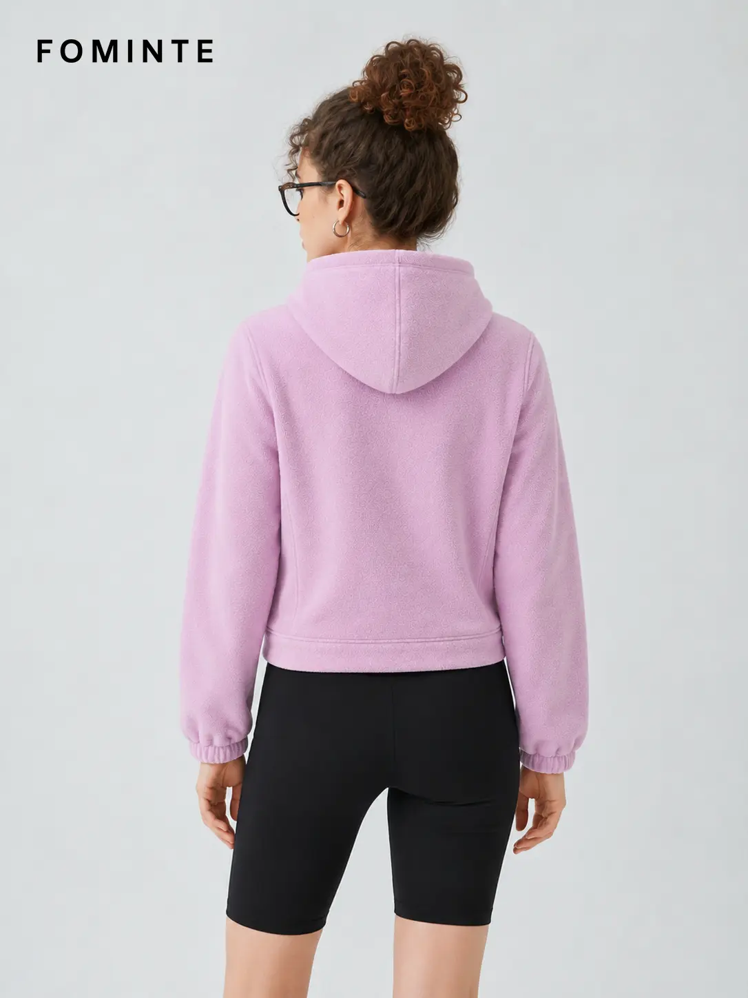 Women's Pink Purple Hooded Full-Zip Fleece Jacket
