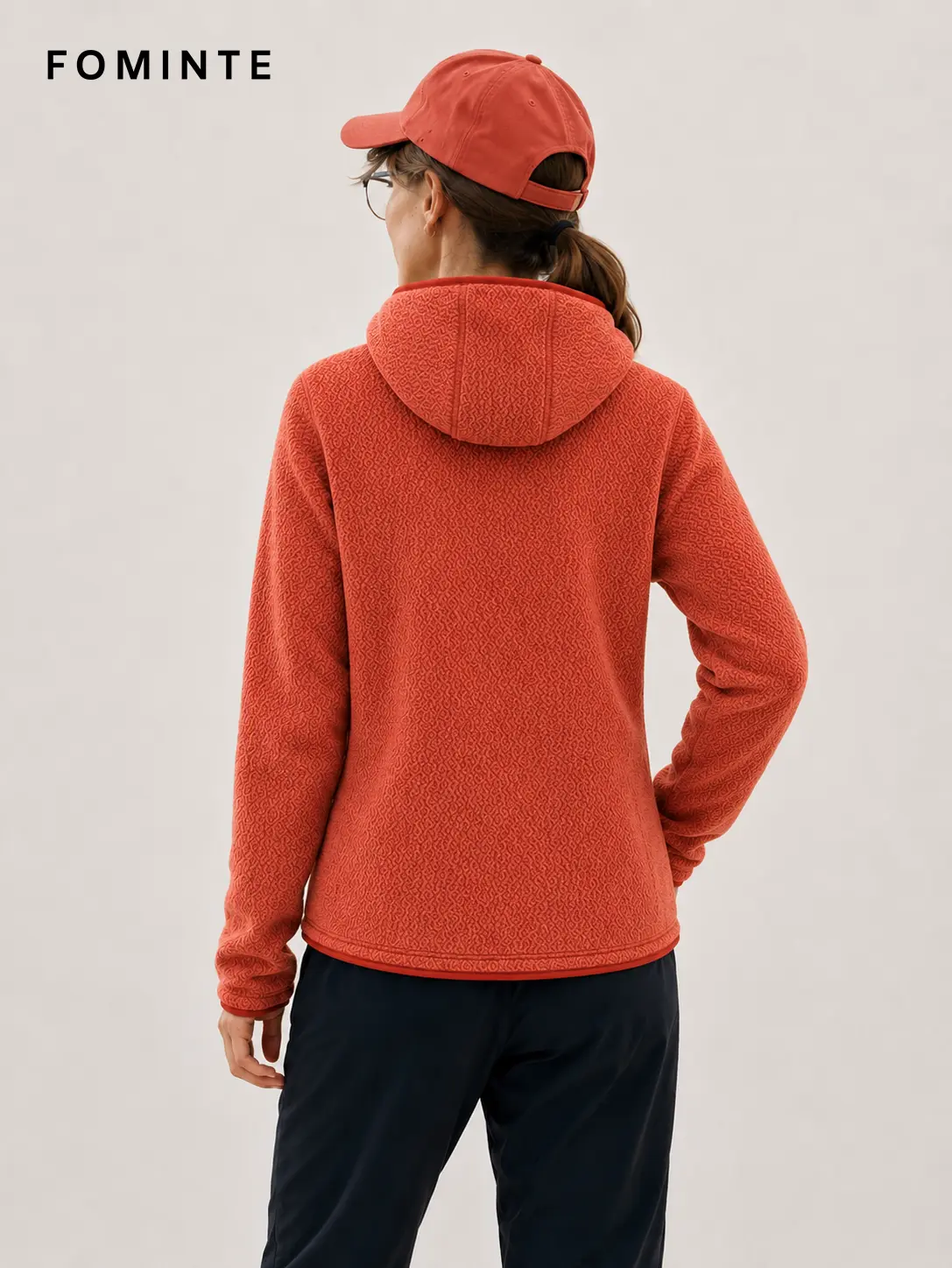 Women's Red Hooded Full-Zip Fleece Jacket