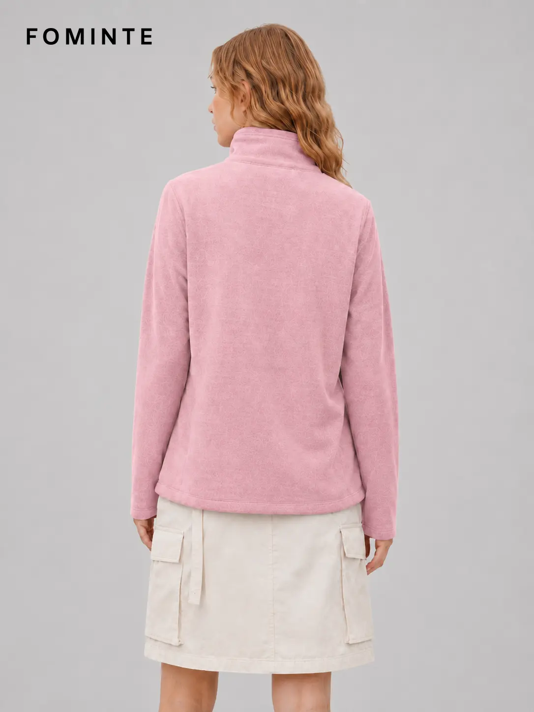 Women's Lotus Pink Stand Collar Full-Zip Fleece Jacket