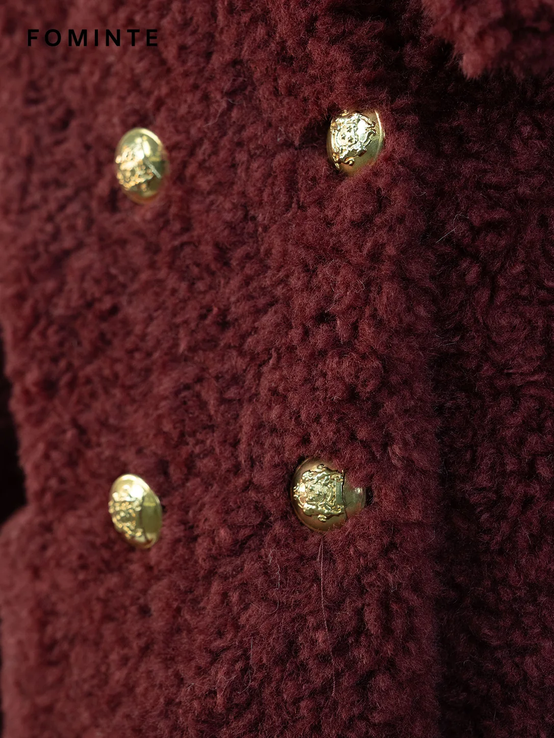 Red Double-Breasted Faux Fur Peacoat Wholesale