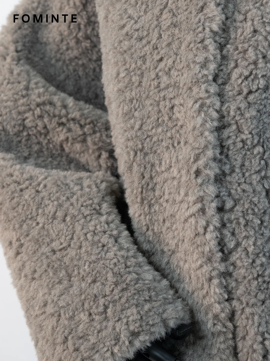 Grey High-Neck Faux Fur Coat Wholesale