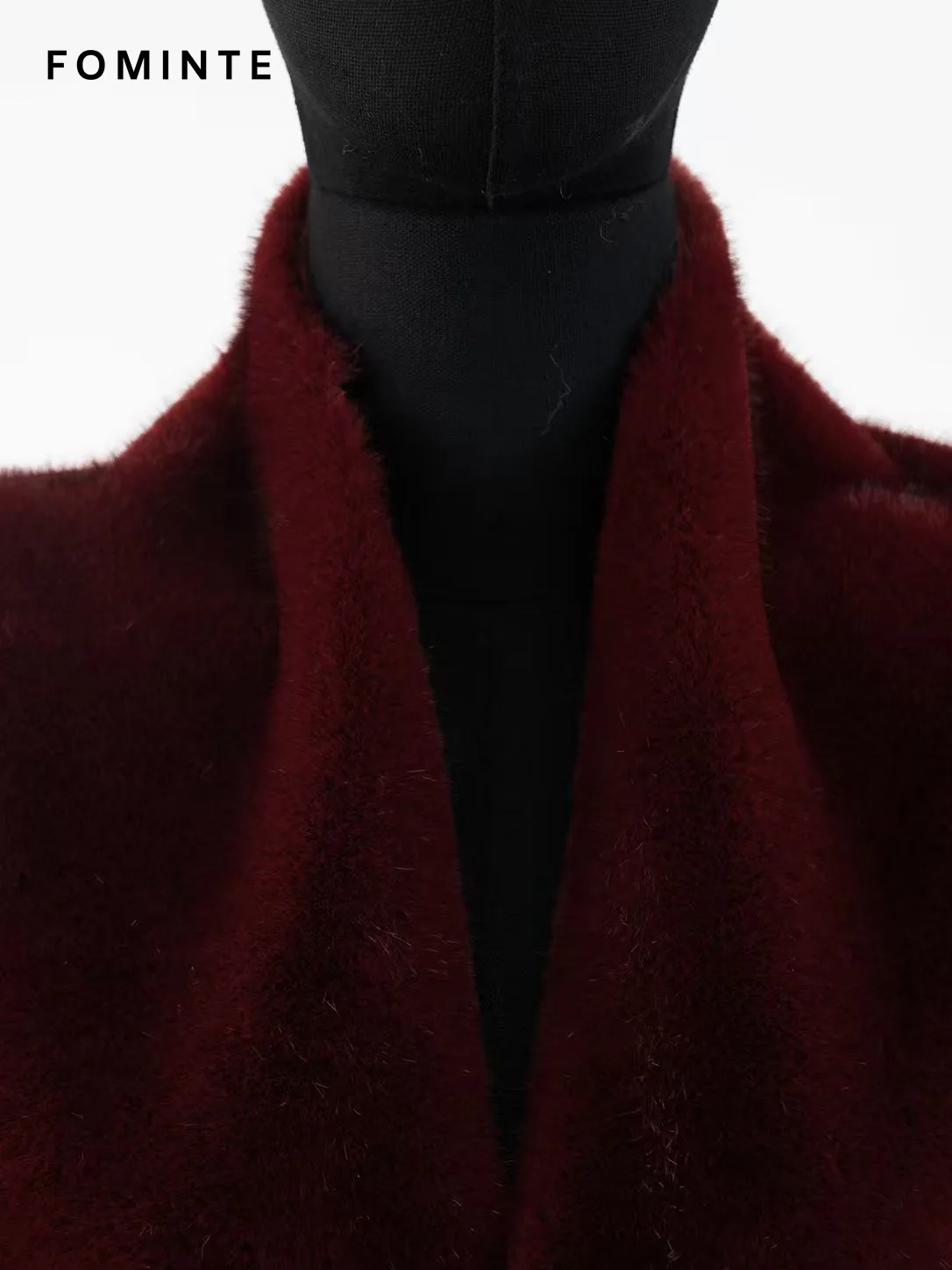 Red Stand-Collar Faux Fur Swing Coat