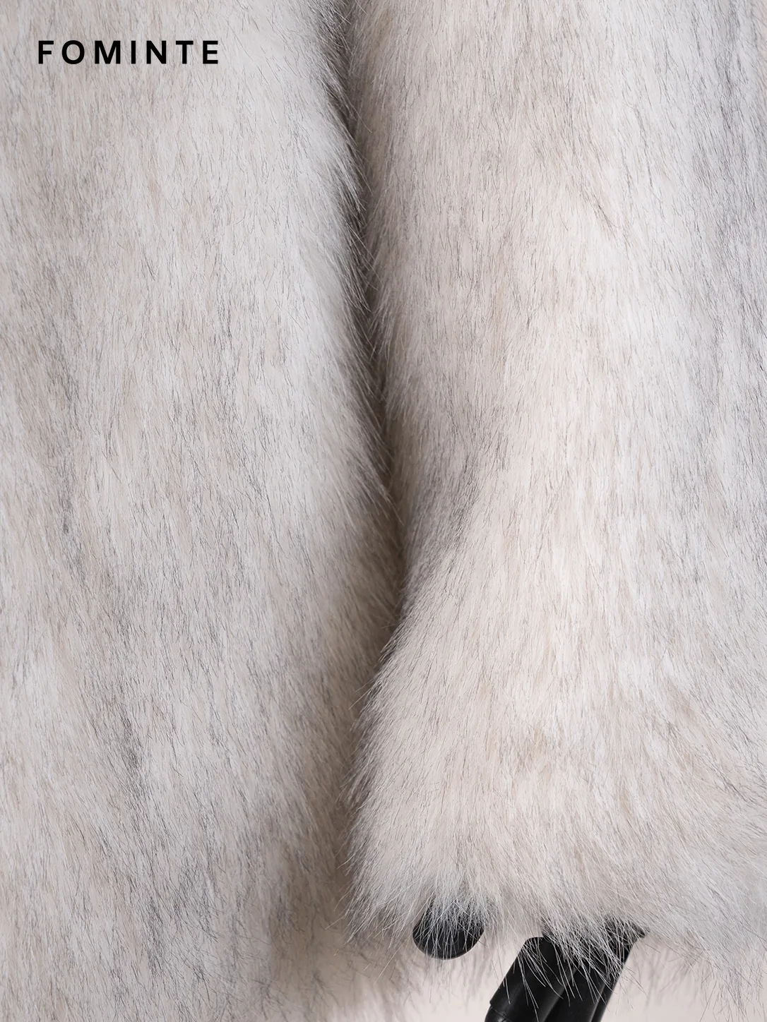 Light Grey Notched Faux Fur Coat Wholesale