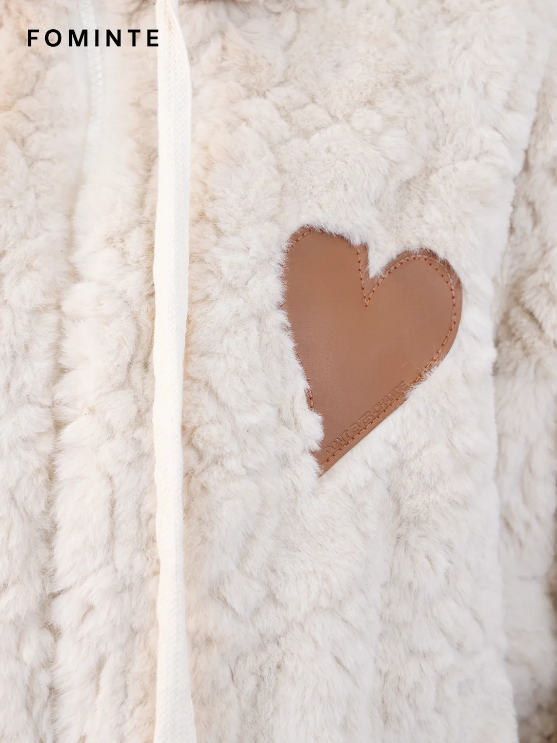 Beige Hooded Faux Shearling Jacket Wholesale