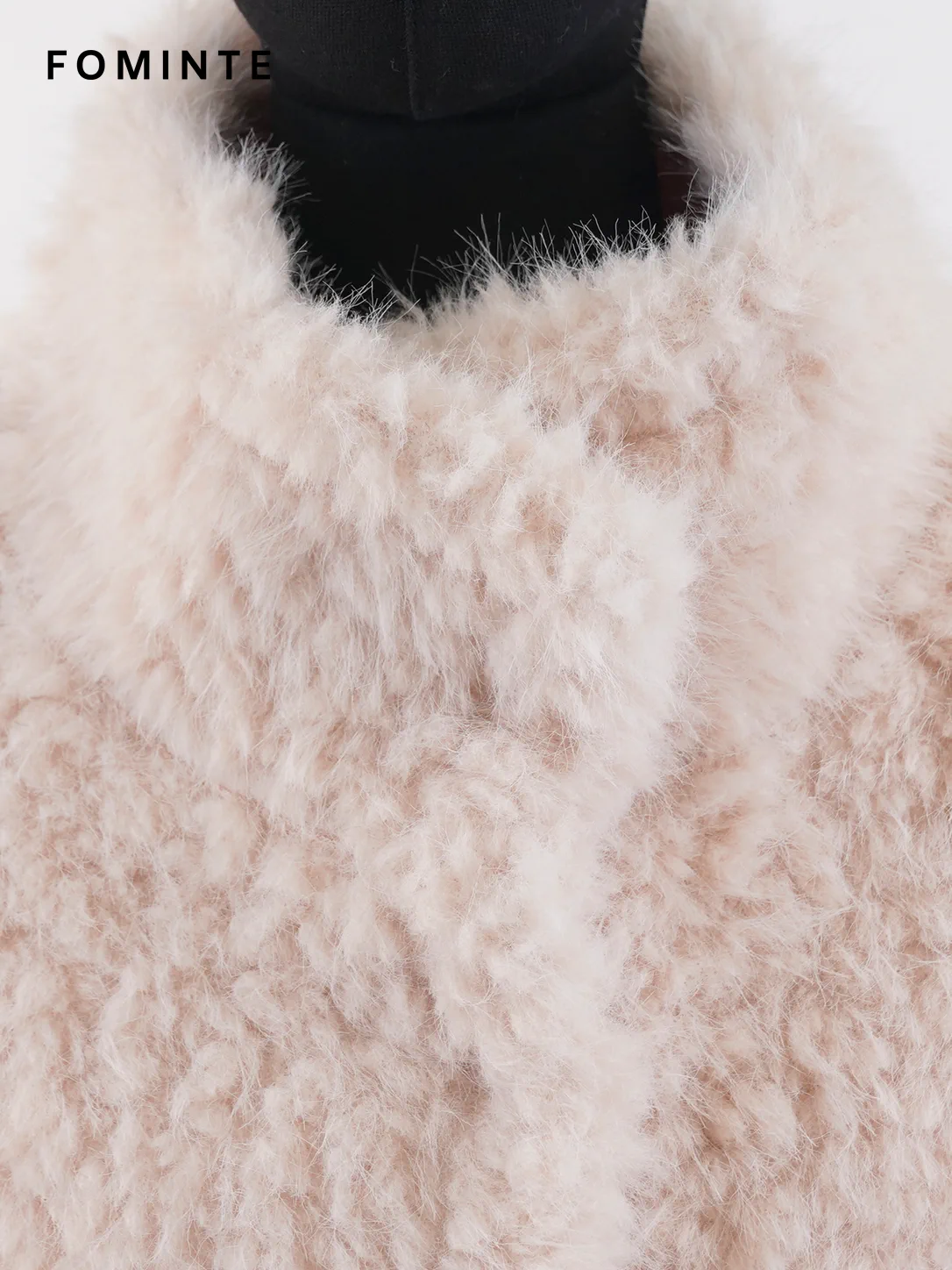 Light Beige Faux Fur Trim Coat Wholesale