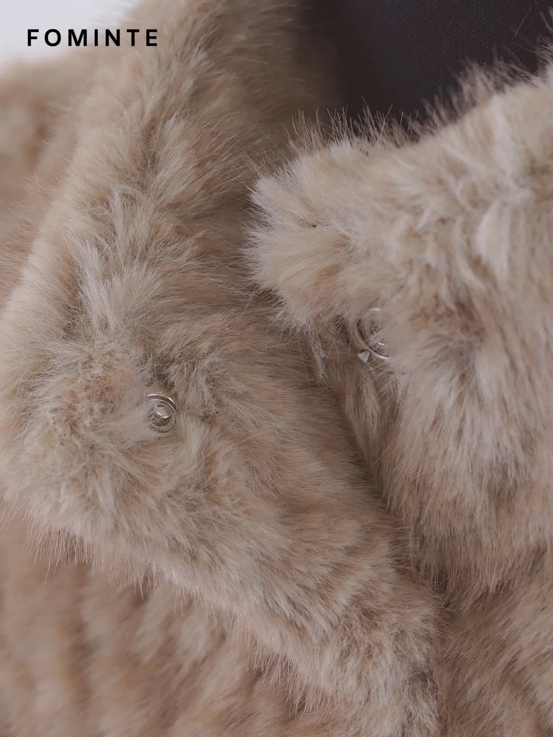 Taupe Button-Front Faux Fur Jacket Wholesale