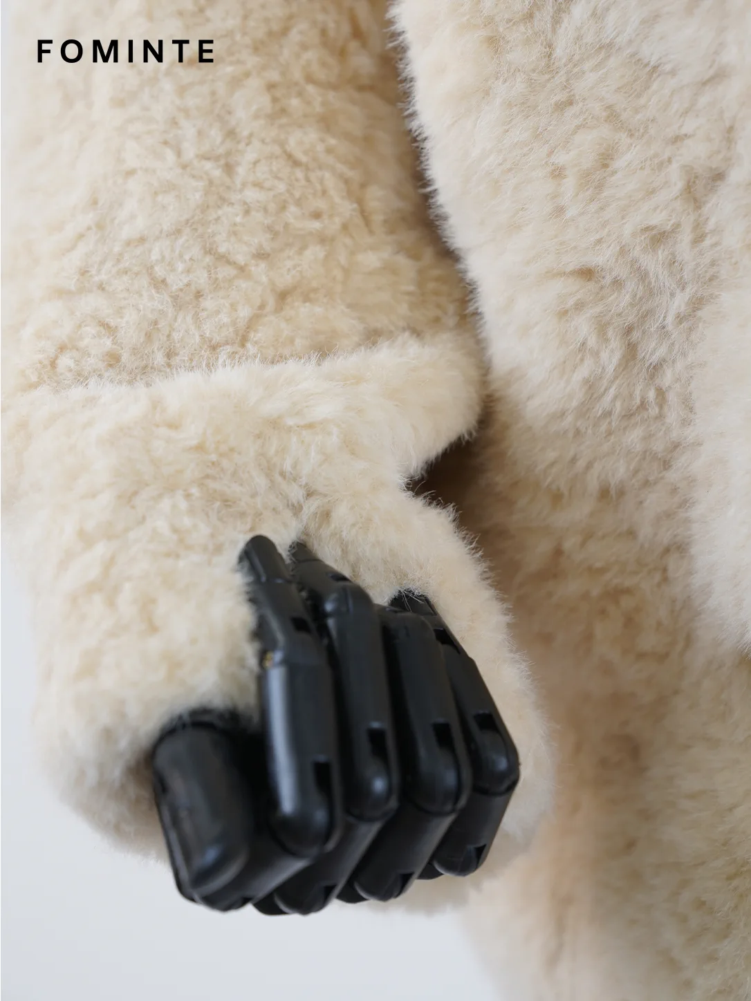White Textured Faux Fur Button-Front Jacket Wholesale