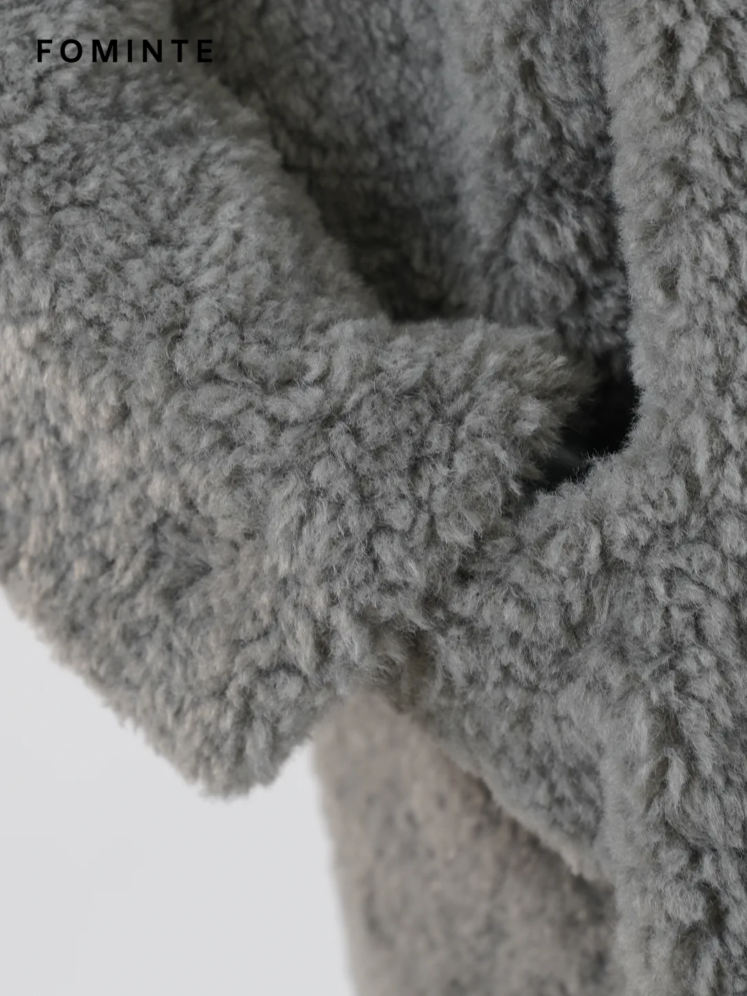 Grey Textured Faux Fur Patch-Pocket Jacket Wholesale