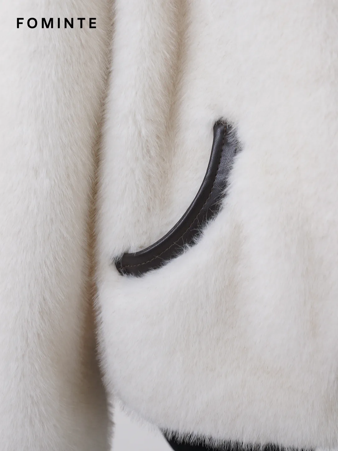 Ivory Contrast-Trim Faux Fur Jacket Wholesale