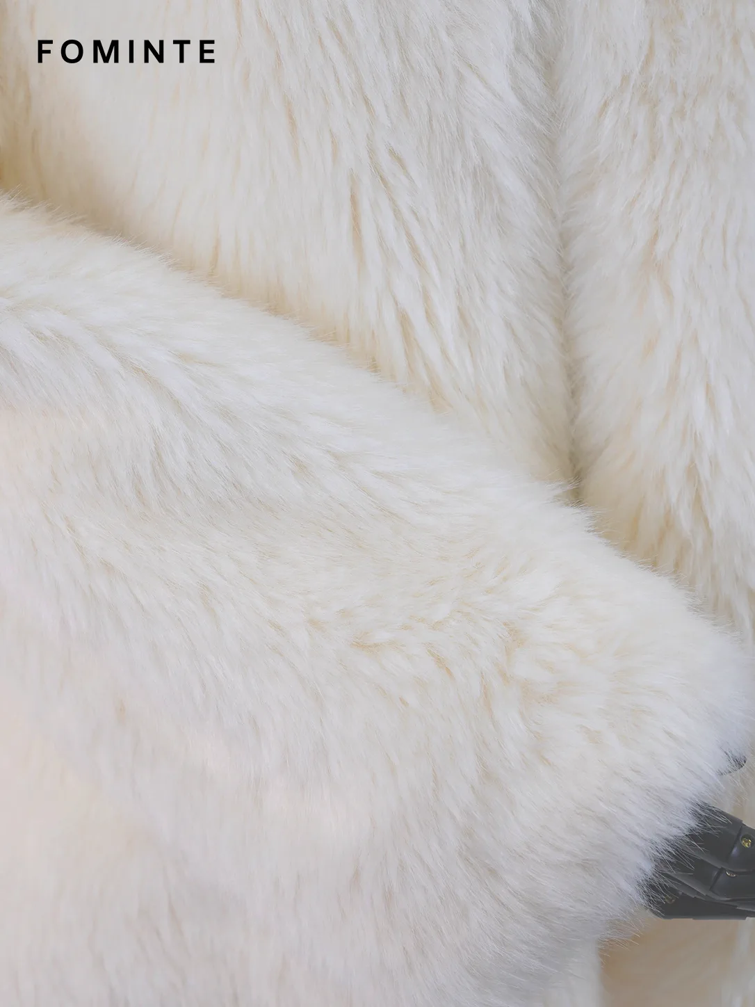 White Collarless Faux Fur Jacket Wholesale