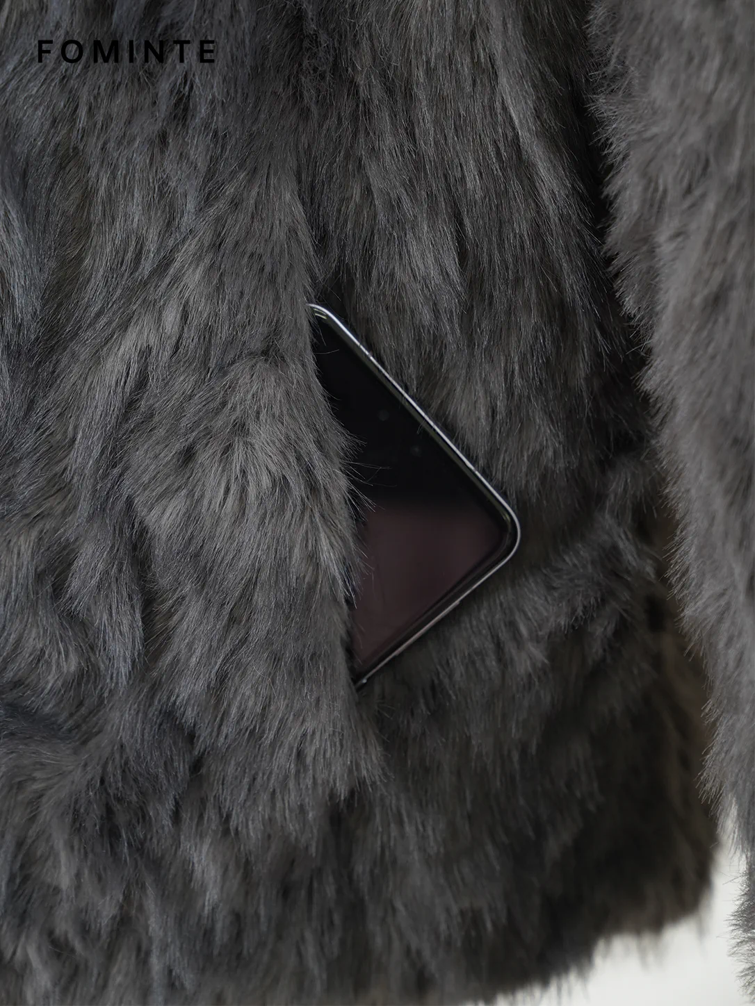 Grey Toggle-Front Faux Fur Jacket Wholesale