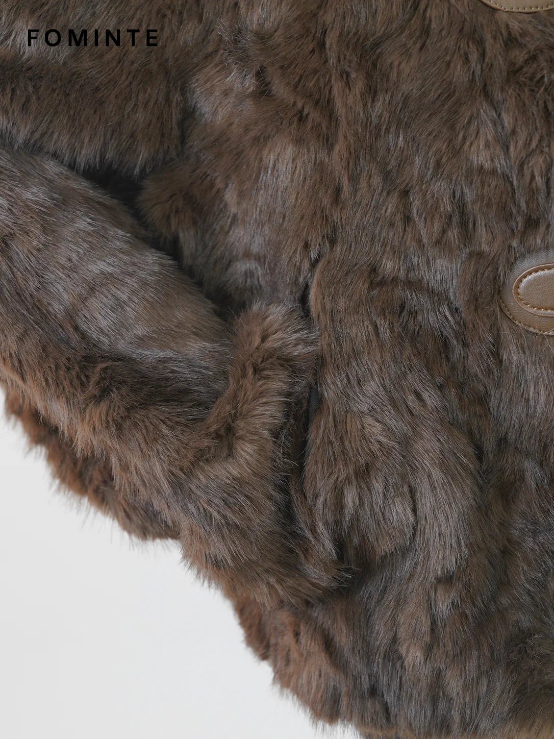 Brown Toggle-Front Faux Fur Jacket Wholesale