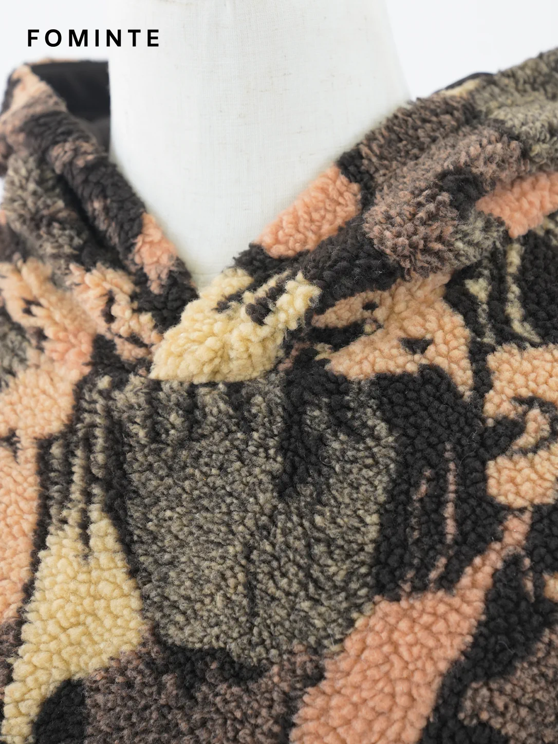 Multi-Color Camo Print Oversized Sherpa Fleece Hoodie