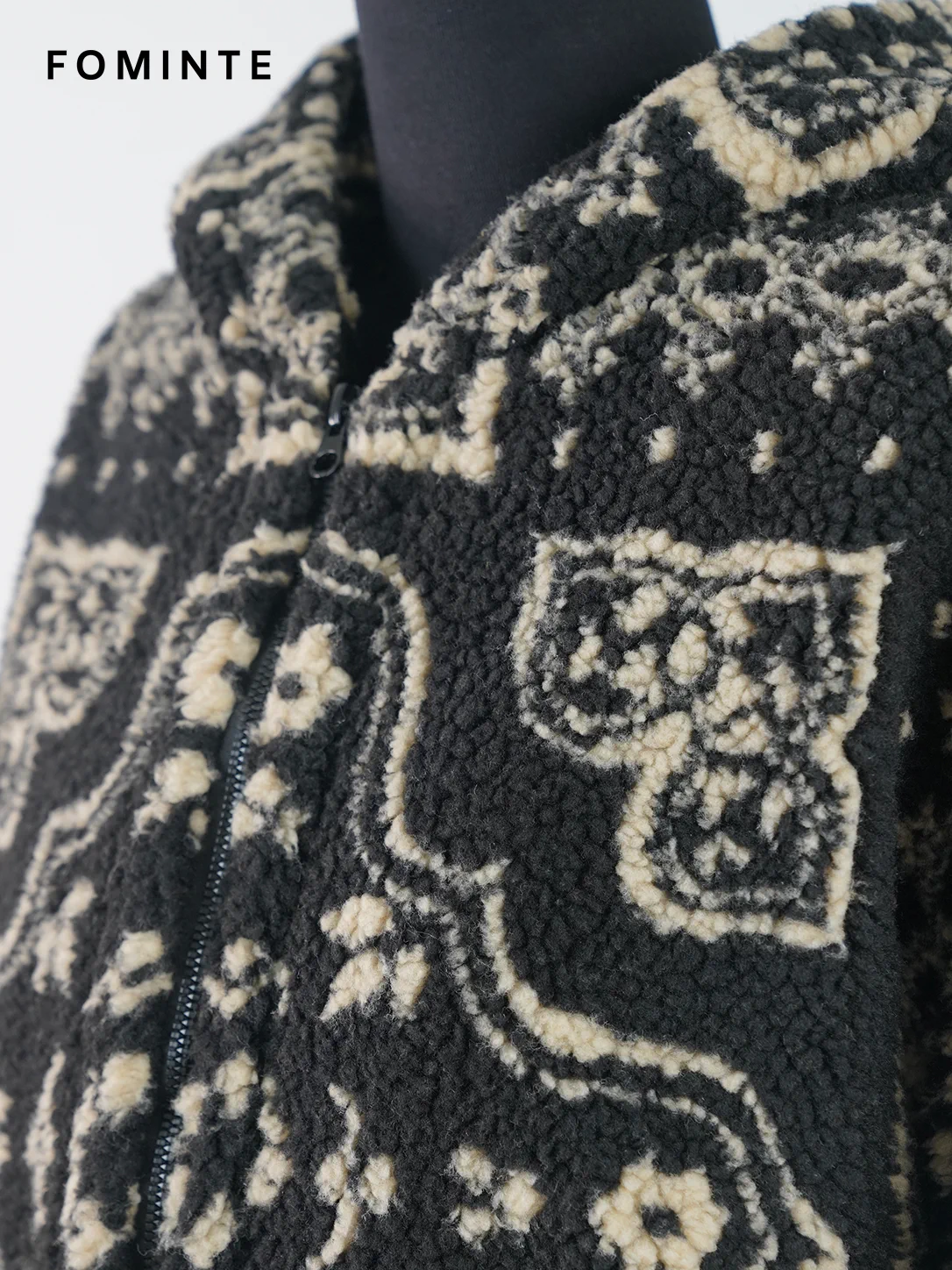 Bandana Print Hooded Sherpa Fleece Jacket