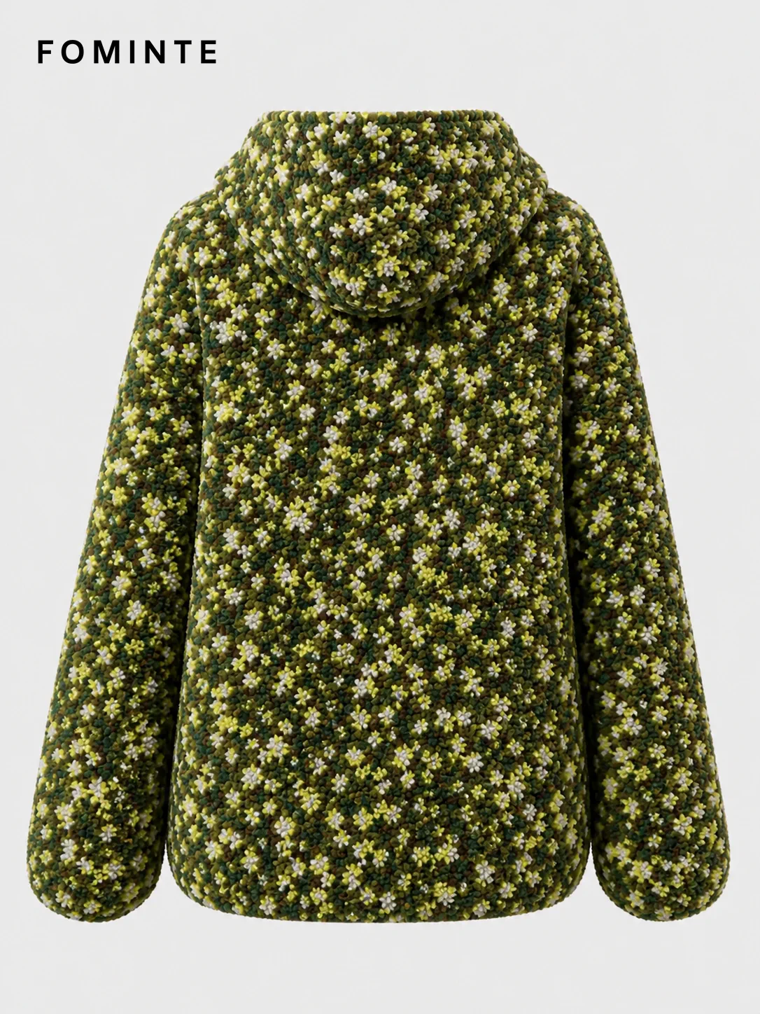 Olive Botanical Camo Hooded Fleece Jacket