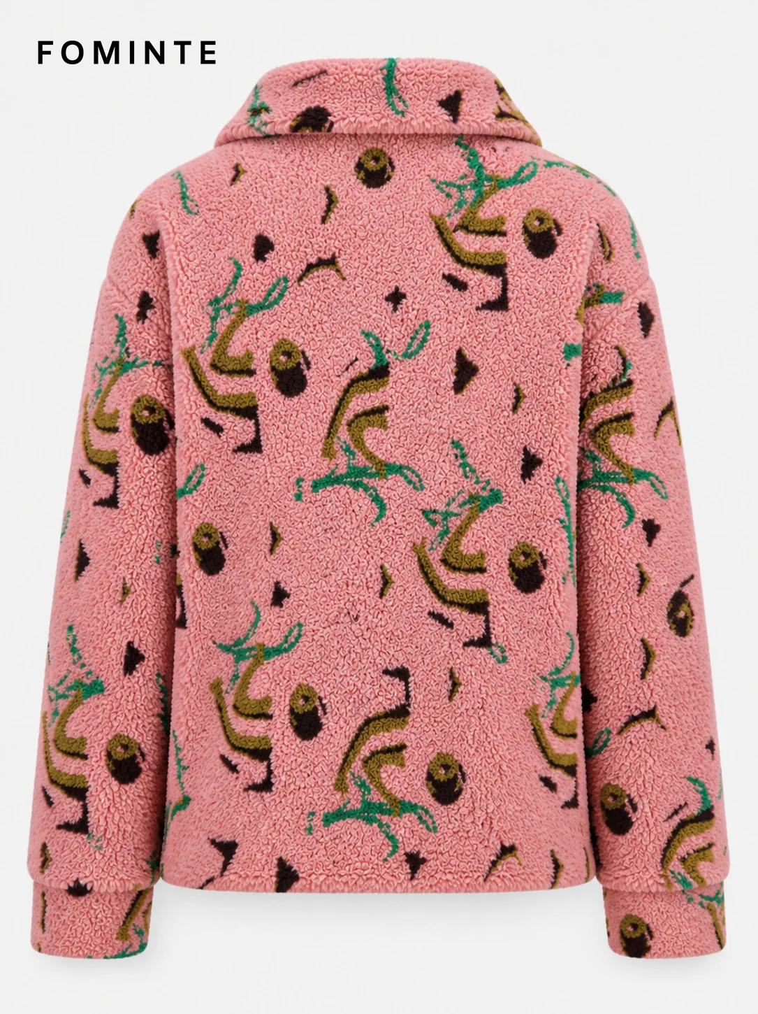 Pink Floral Print Hooded Fleece Jacket