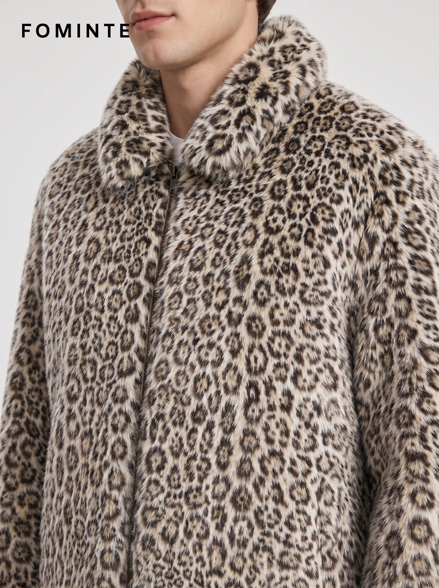 Pale Tan Spotted Faux Fur Jacket