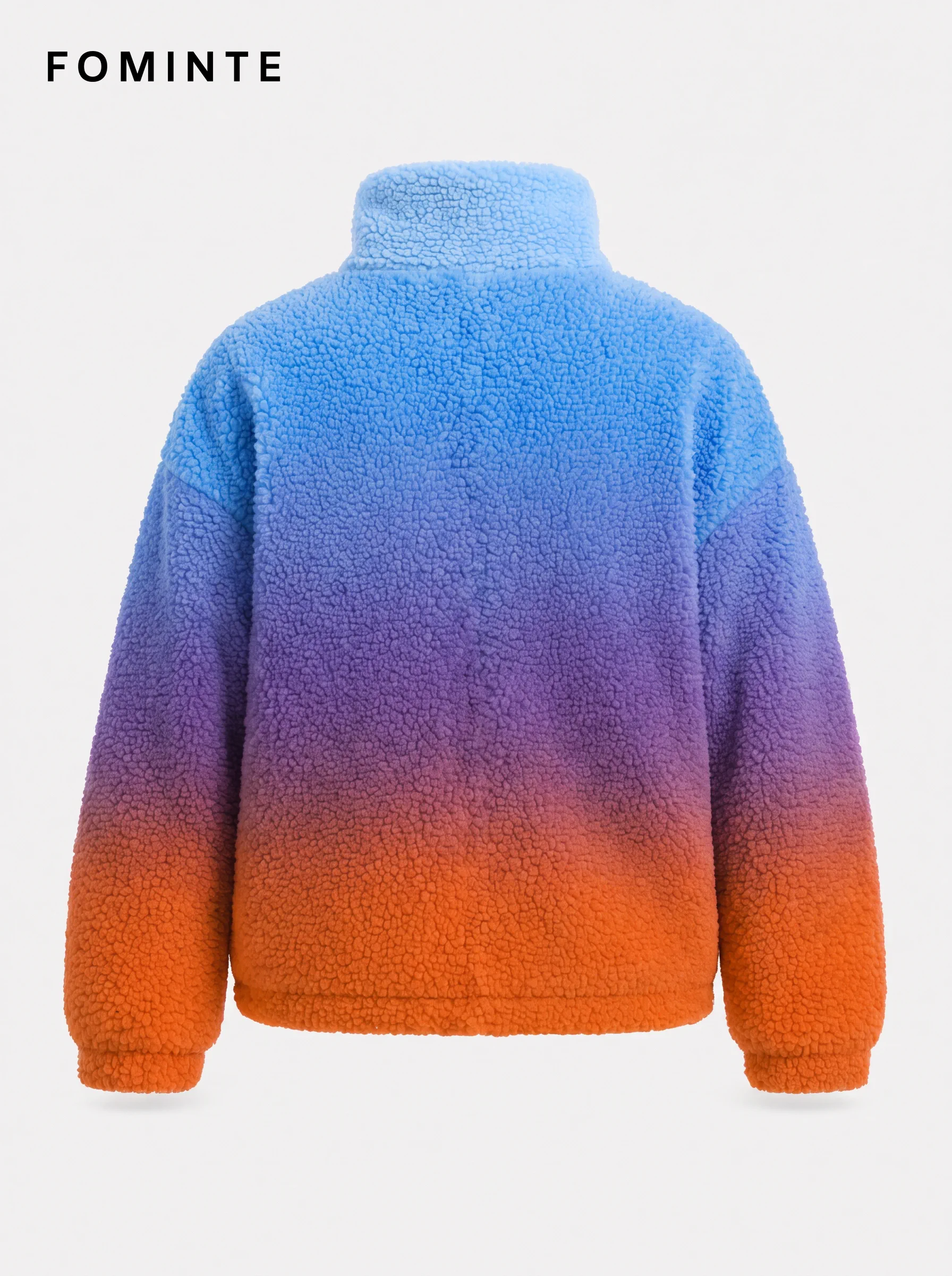 Blue Purple Orange Gradient Full-Zip Fleece Jacket
