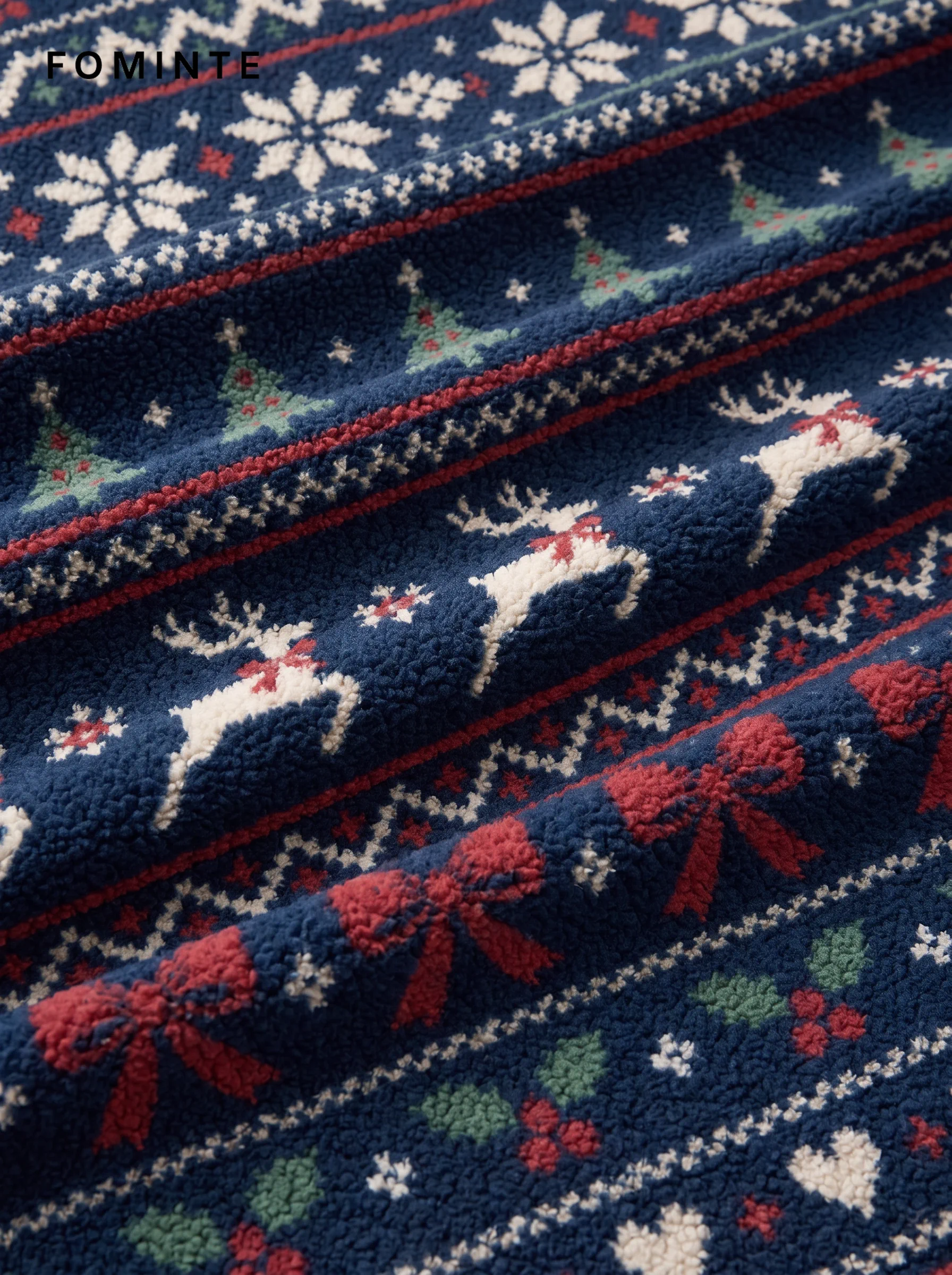 Navy Nordic Fair Isle Christmas Fleece Jacket