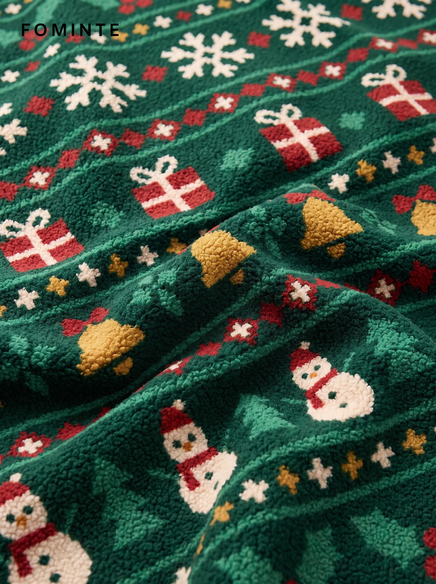 Pine Green Holiday Fair Isle Snowman Fleece Jacket