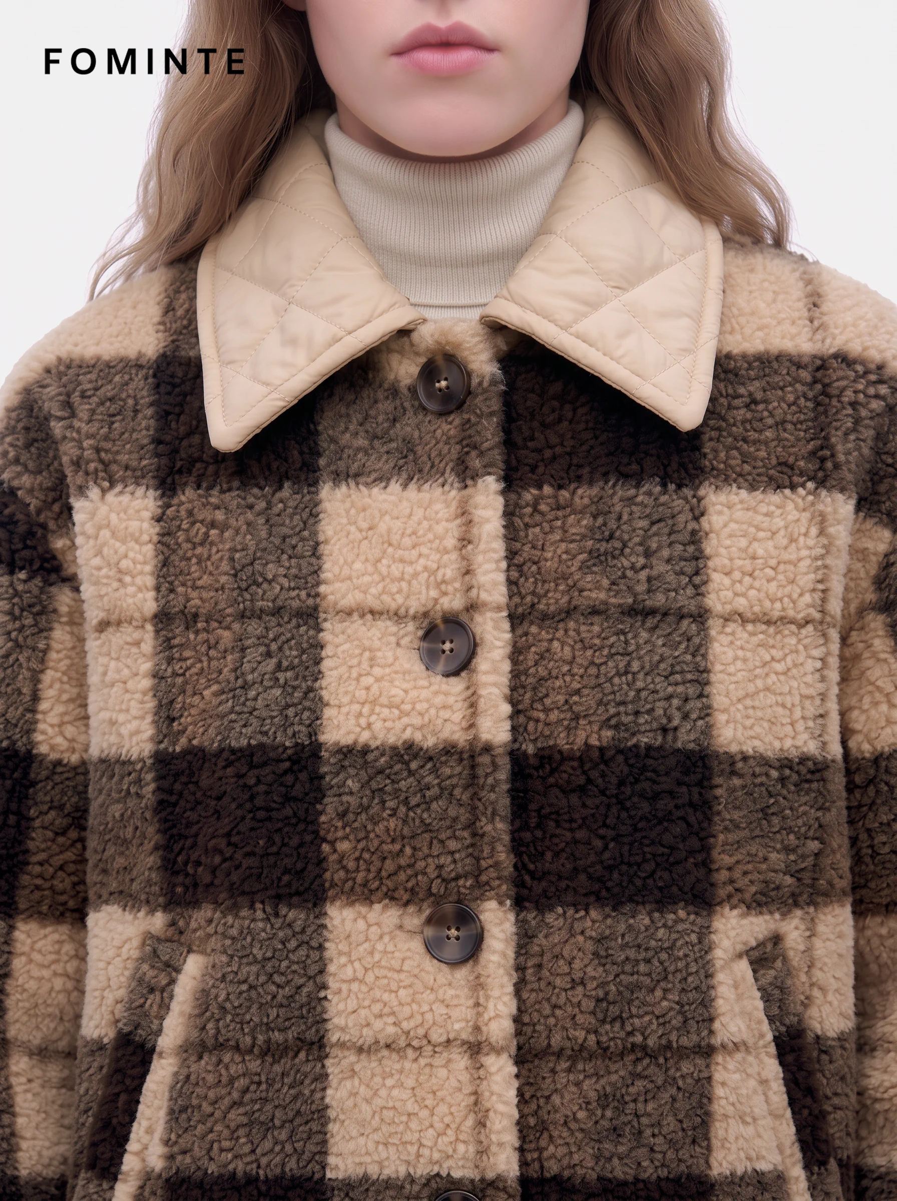 Cream Sherpa Jacket with Reindeer Boucle Applique