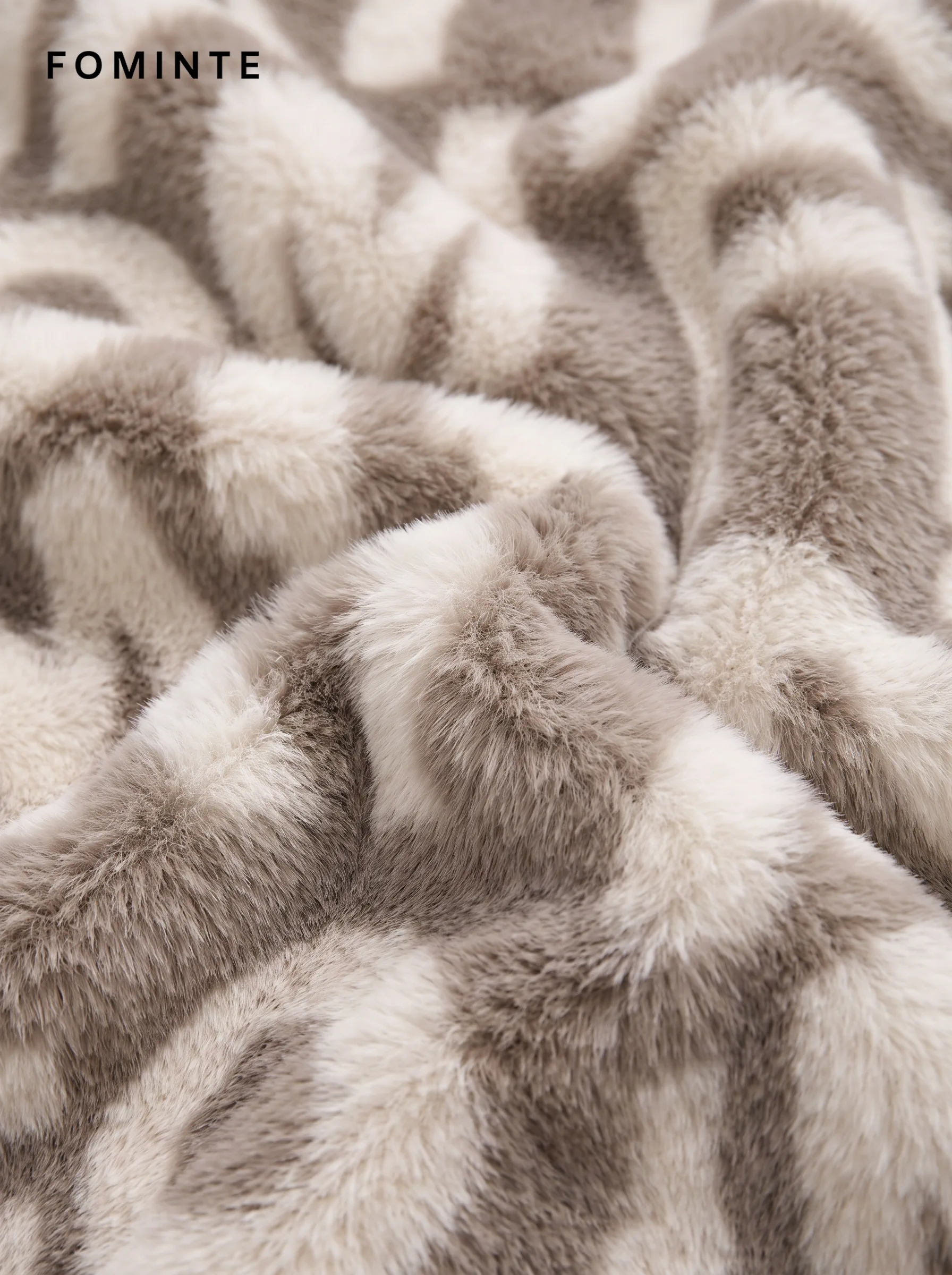 Monochromatic Dalmatian Spotted Luxury Faux Fur Coat