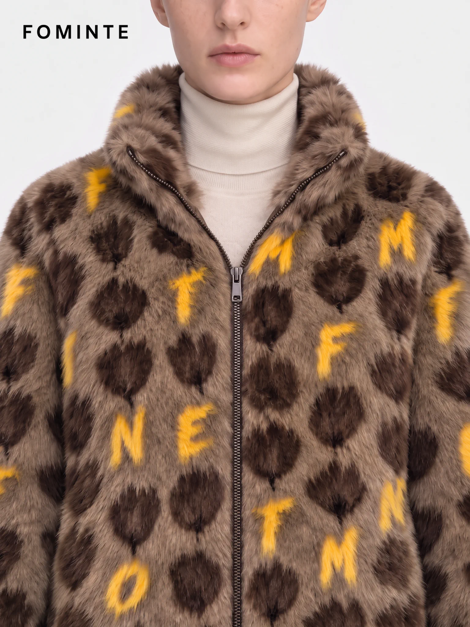 Emerald Ripple Wave Jacquard Luxury Faux Fur Jacket