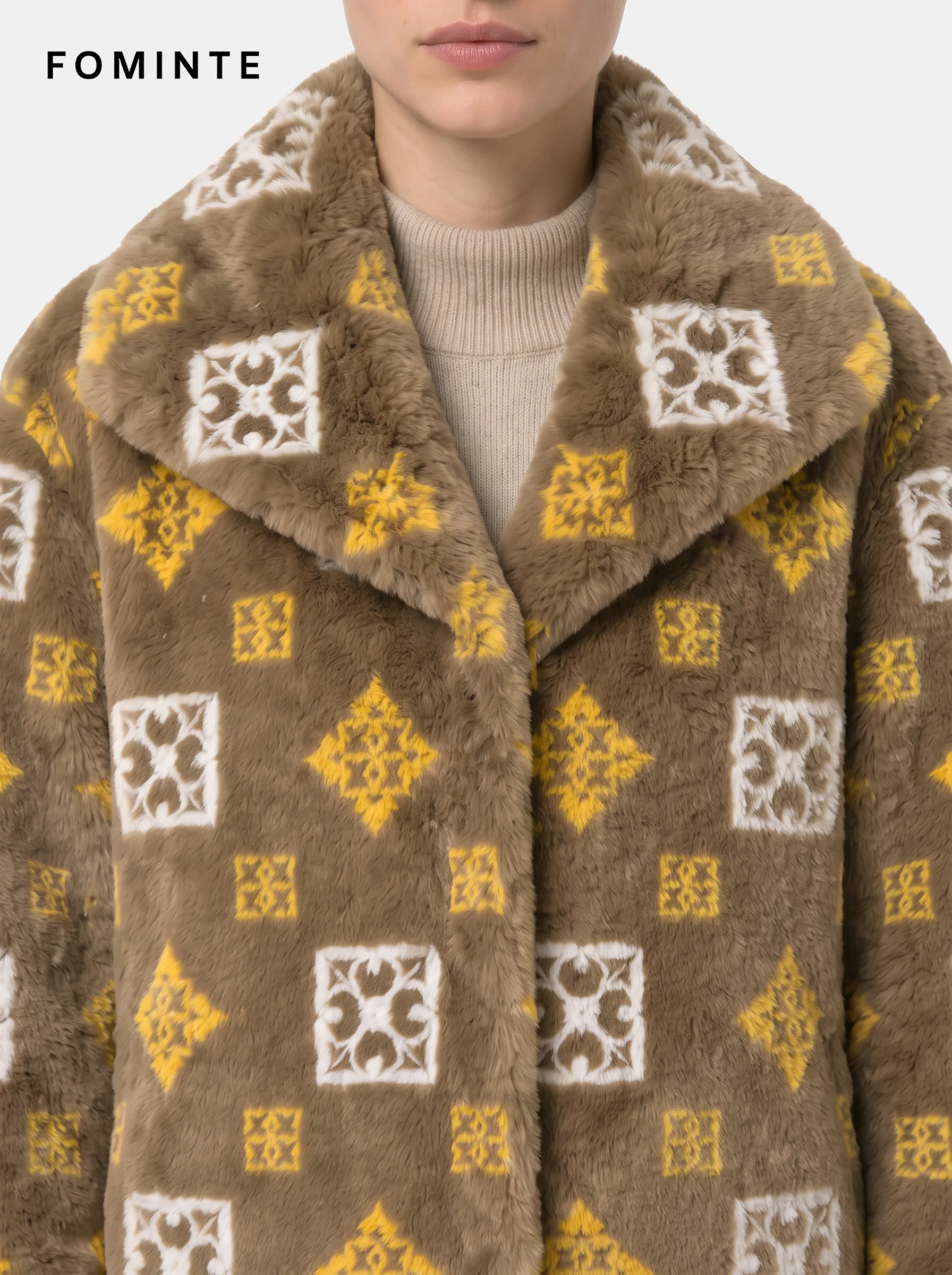 Honey Amber Cheetah Rosette Luxury Faux Fur Coat