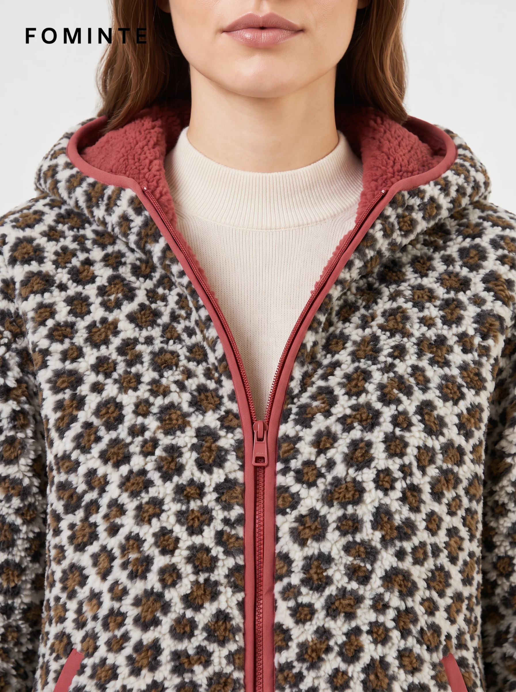 Midnight Navy Maple Leaf Alpine Botanical Sherpa Jacket