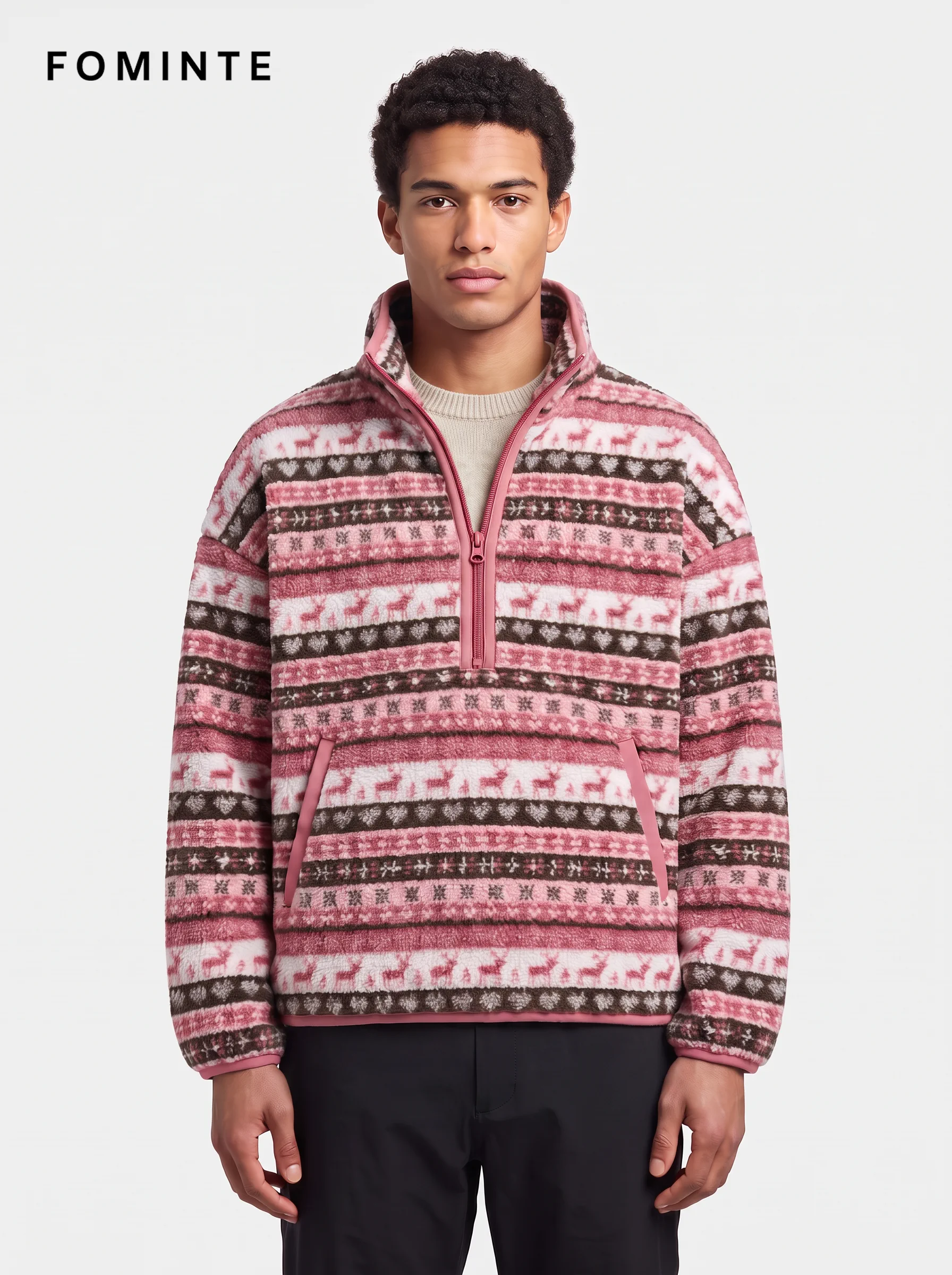 Olive Moss Woodland Camouflage Sherpa Fleece Jacket