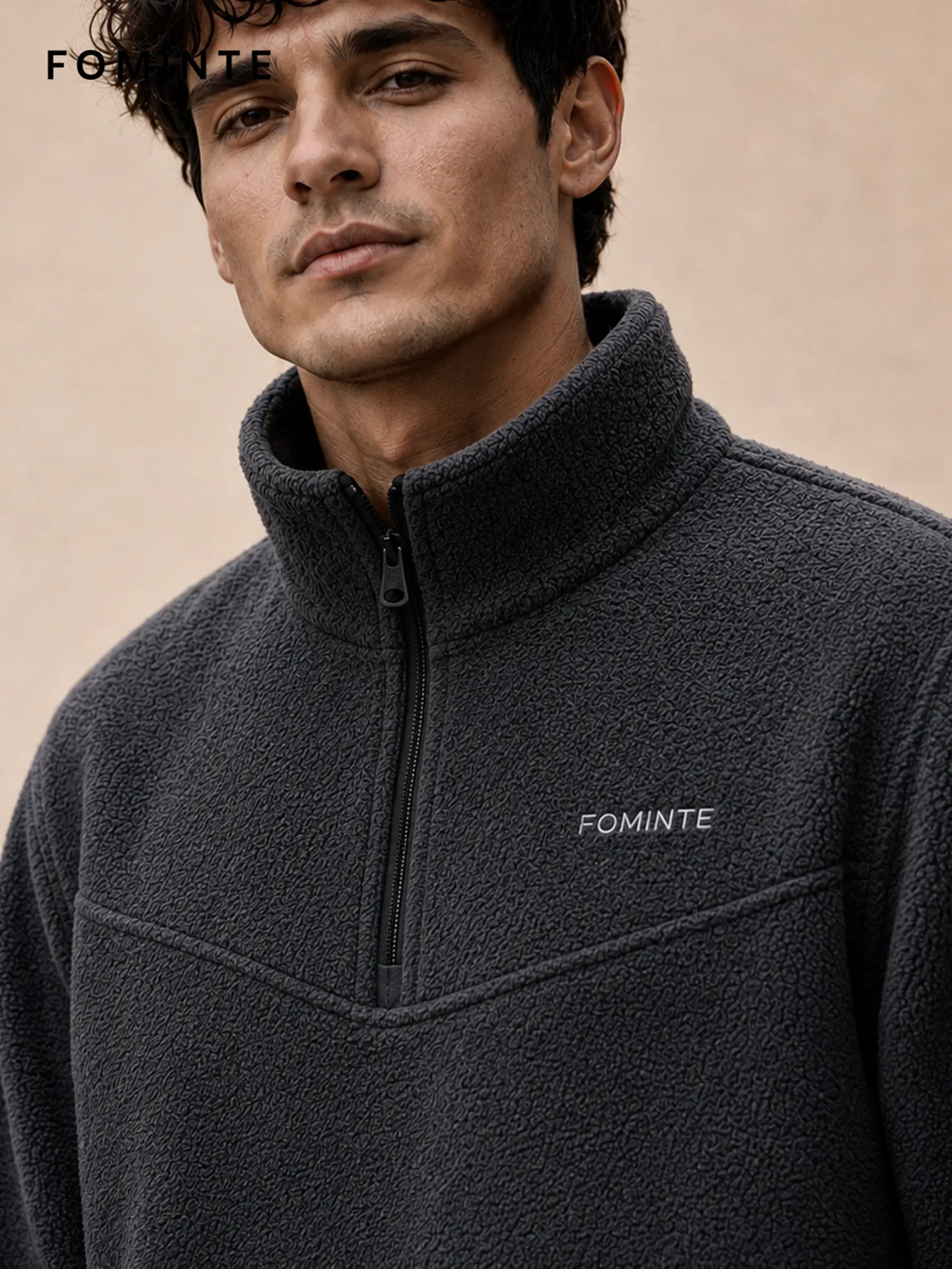 Charcoal Quarter-Zip Pullover Fleece FM0801000418