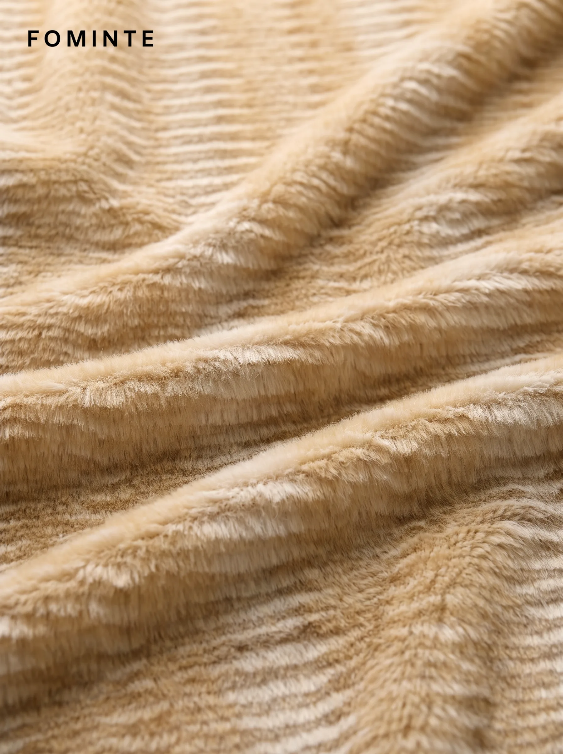 Golden Caramel Stand Collar Plush Faux Fur Jacket